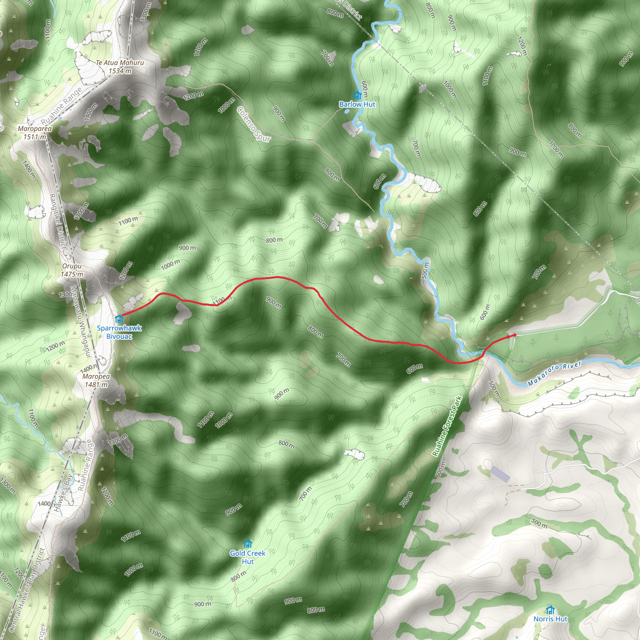 Sparrowhawk Bivouac Track mobile static map