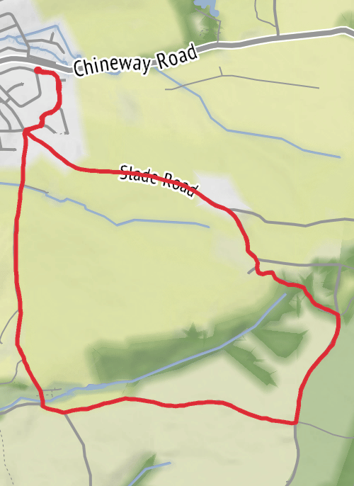 Hike from Ottery St Mary mobile static map