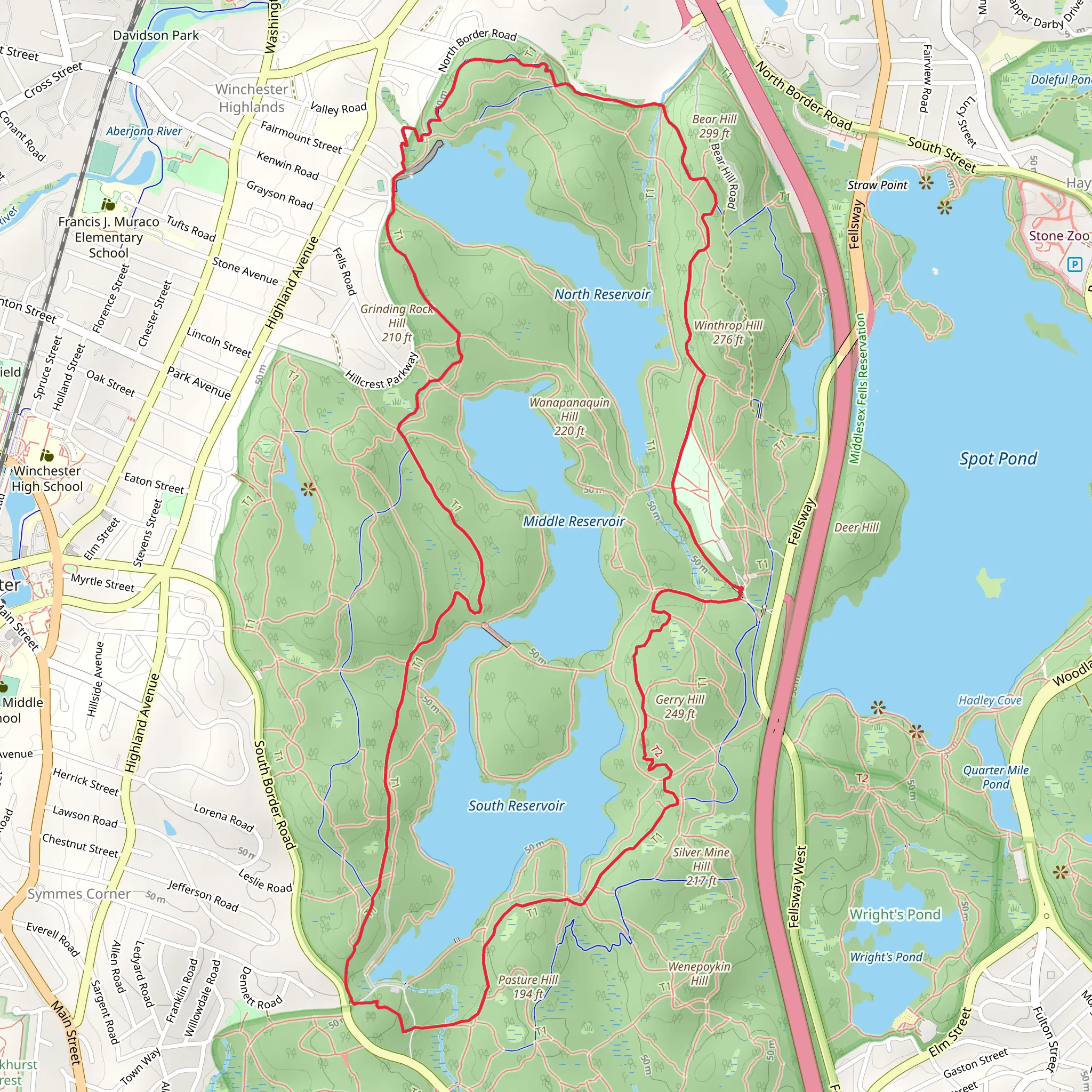 South to North Reservoir Loop mobile static map