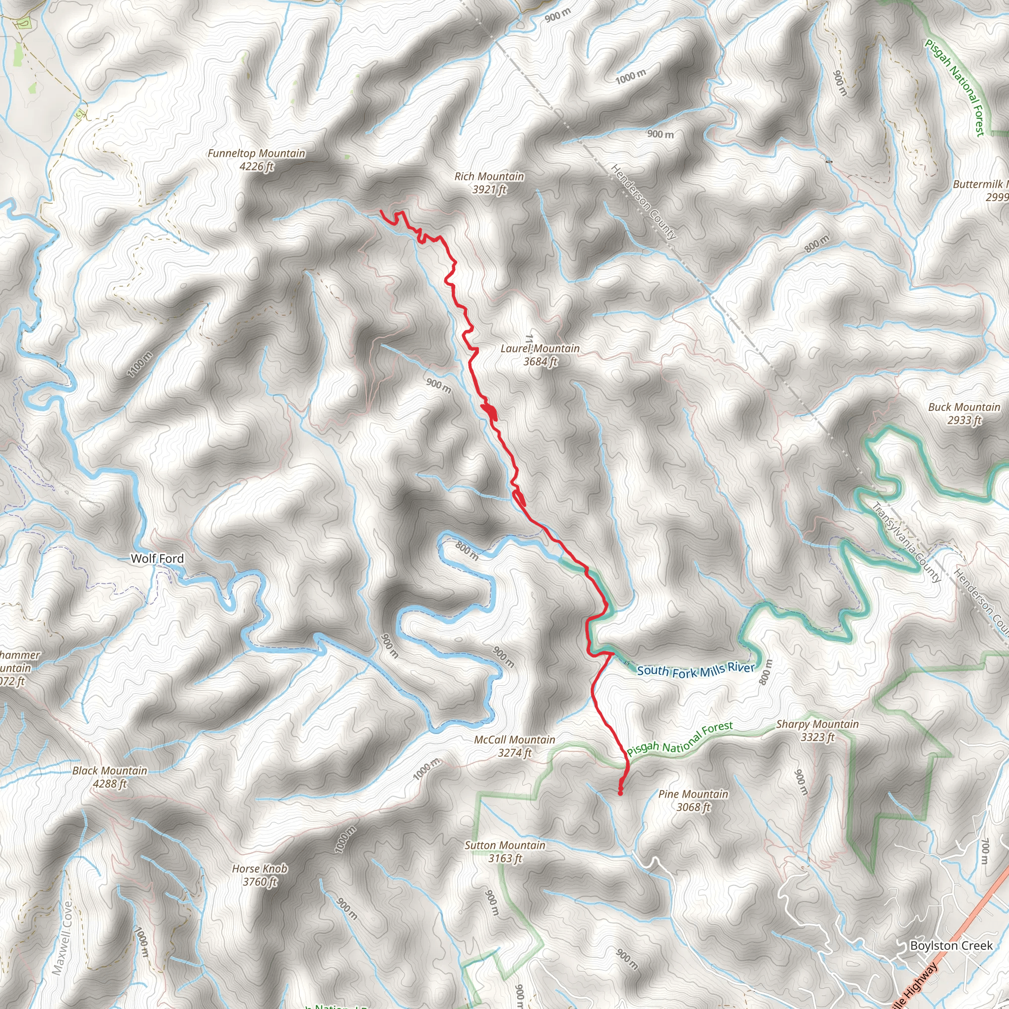 Cantrell Creek via South Mills River and Wagon Road Gap Trail mobile static map
