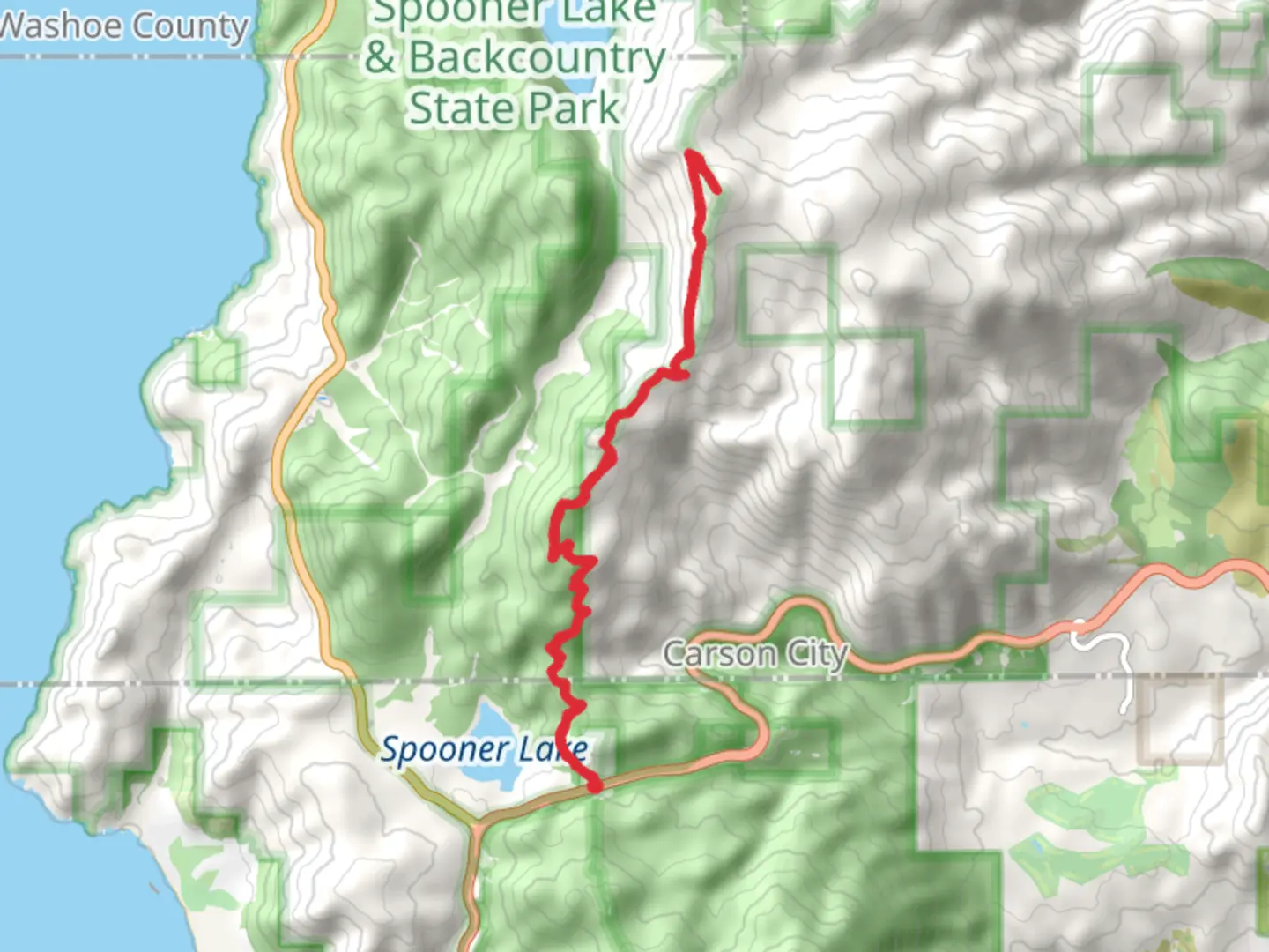 An image depicting the trail Snow Valley Peak via Tahoe Rim Trail and its surrounding area.