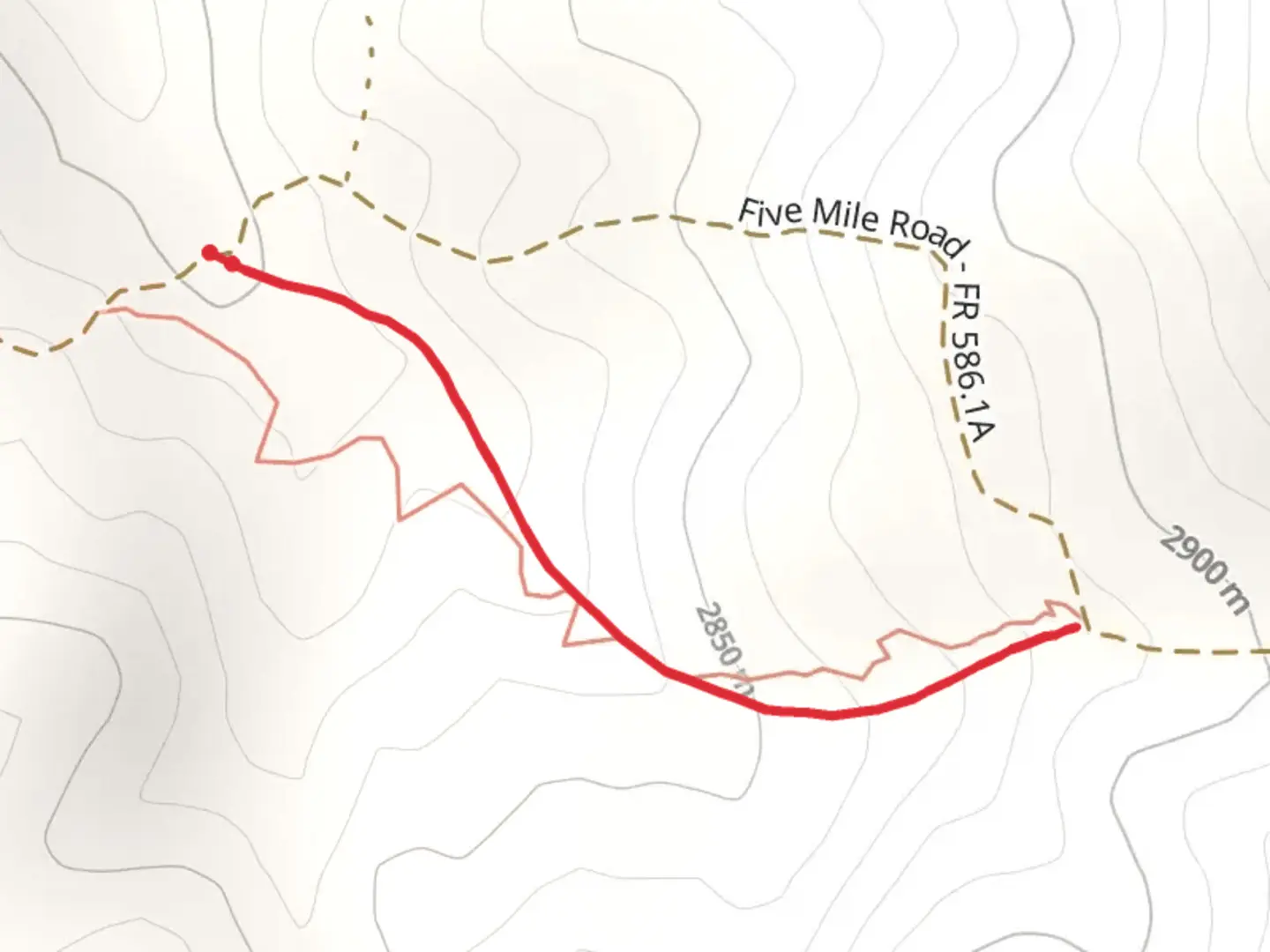 An image depicting the trail Five Mile Trail and its surrounding area.