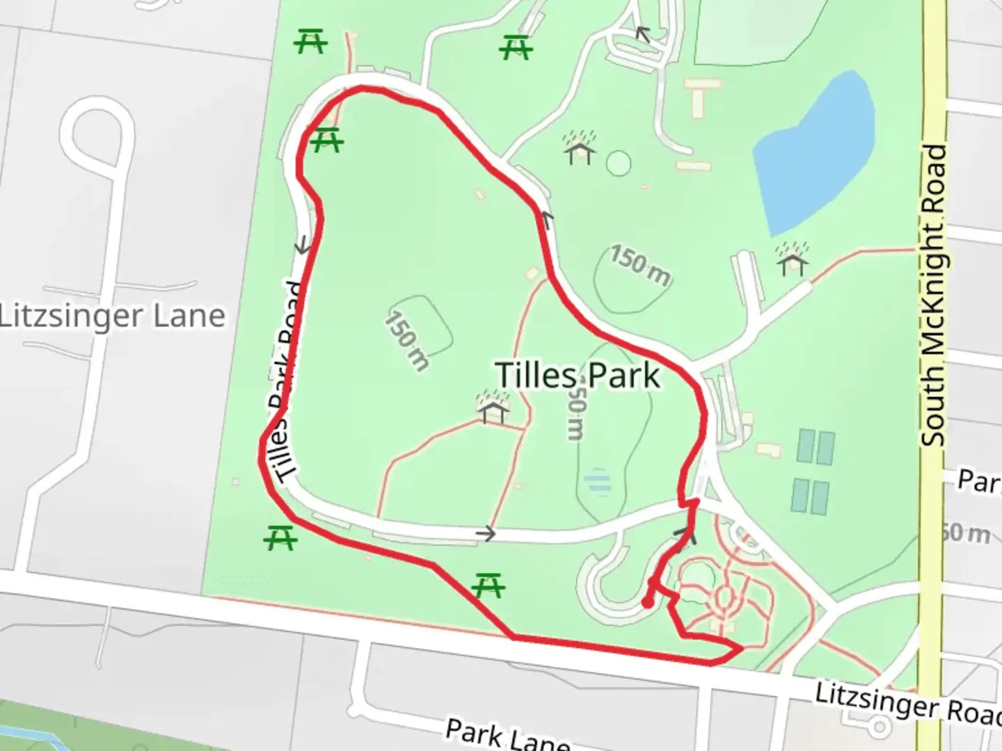 An image depicting the trail Tiles Park - Foot Path Loop and its surrounding area.