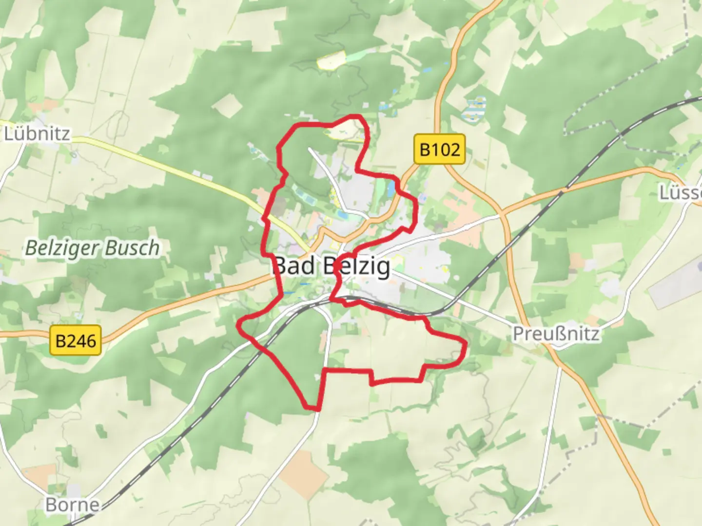An image depicting the trail Bad Belzig Loop and its surrounding area.