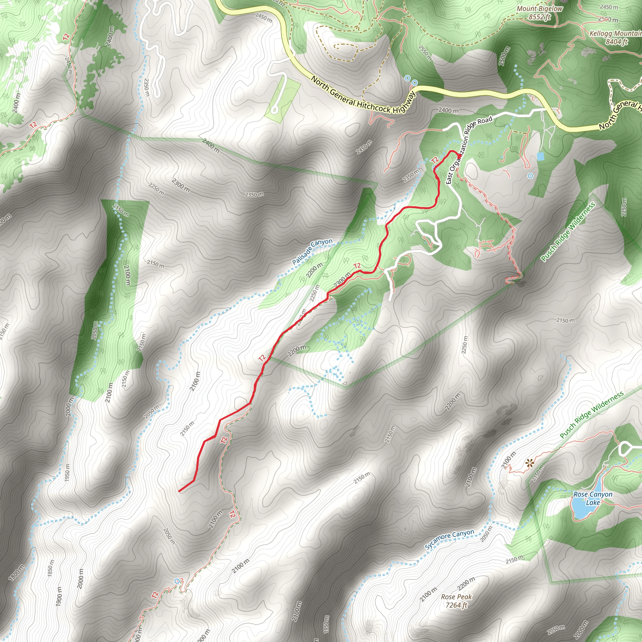 Palisade Trail Out and Back mobile static map