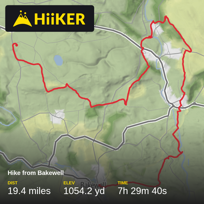A map preview of the recording Hike from Bakewell.