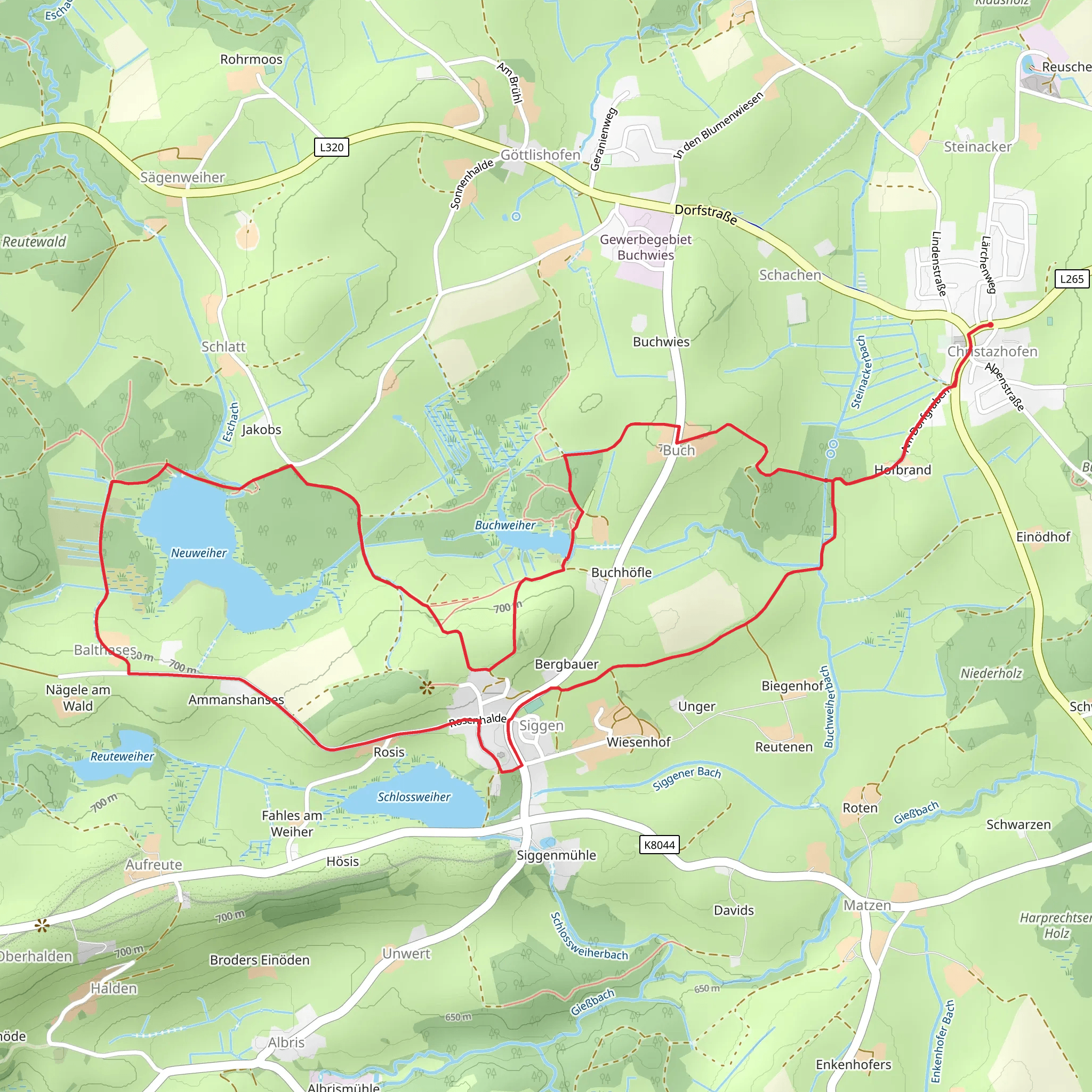 Buchweiher and Neuweiher via Siggener Rundweg mobile static map