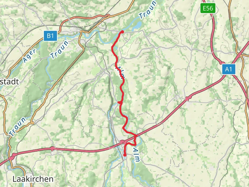 Walk along River Alm from Bad Wimsbach-Neydharting