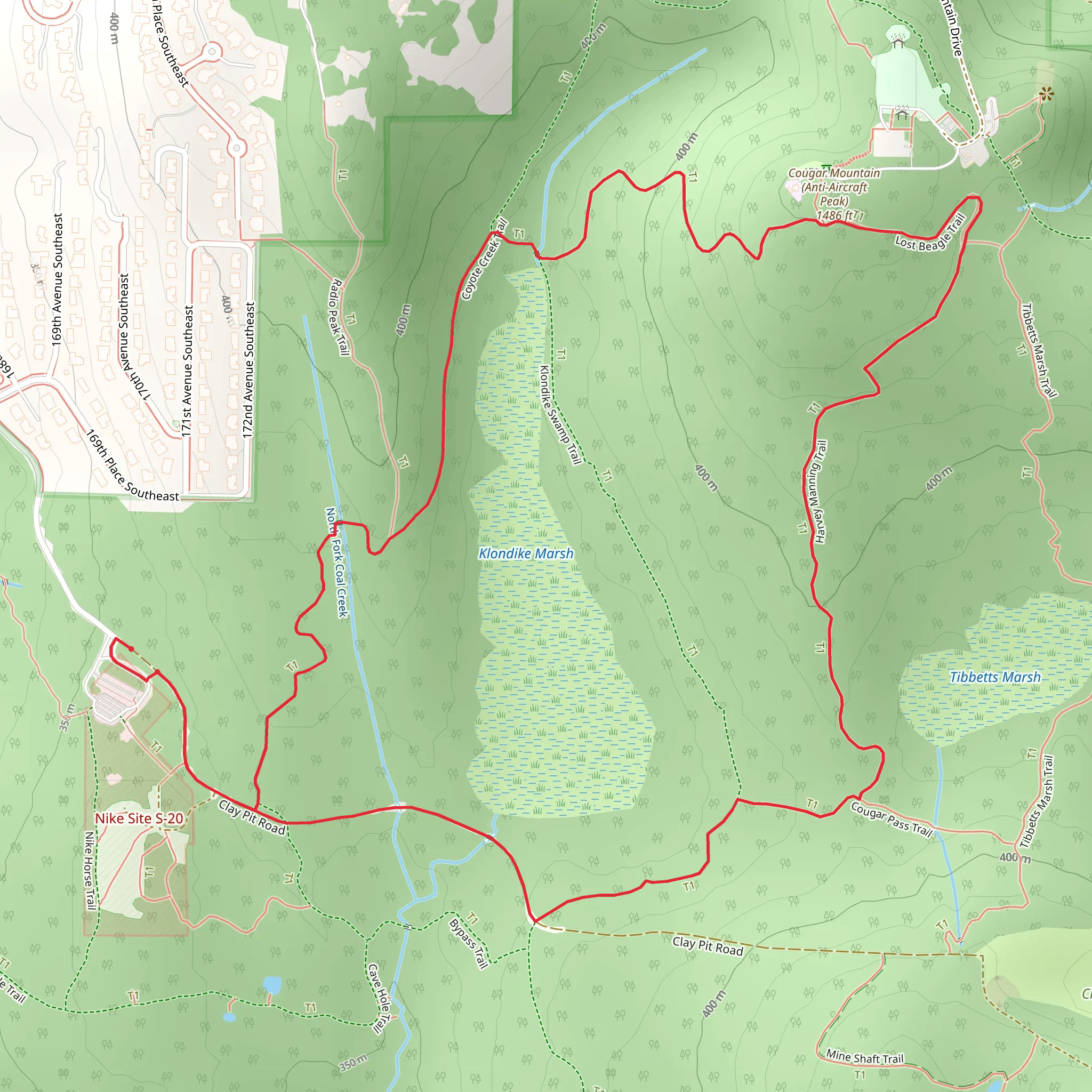 Coyote Creek Trail and Harvey Manning Trail mobile static map