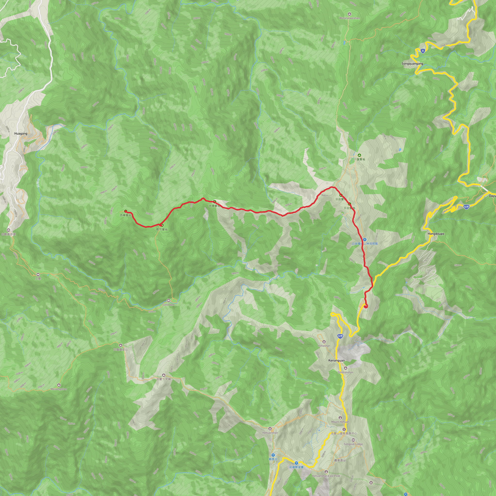 Hehuanshan North and West Peak mobile static map