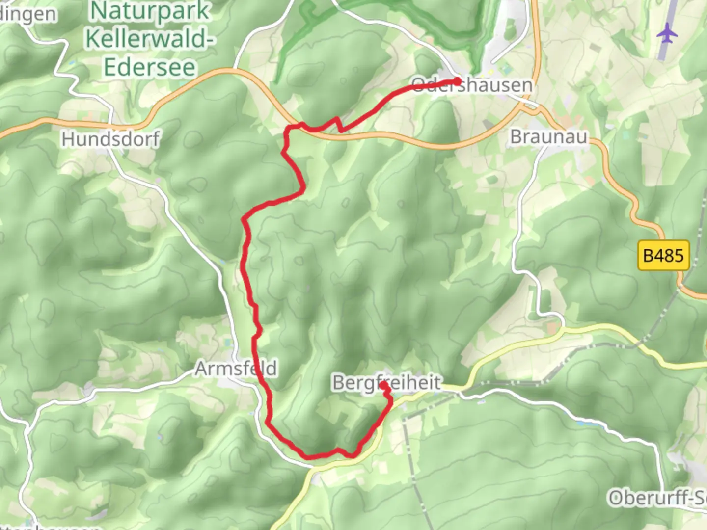 An image depicting the trail Odershausen to Bergfreiheit Walk and its surrounding area.