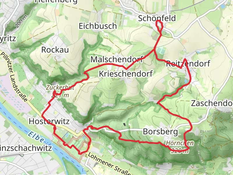 Schloss Pillnitz, Zuckerhut and Borsberg Loop