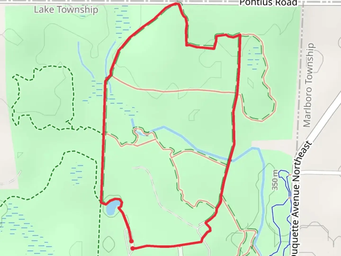 An image depicting the trail Pond Access, Hiking Path and Nature for All Loop and its surrounding area.