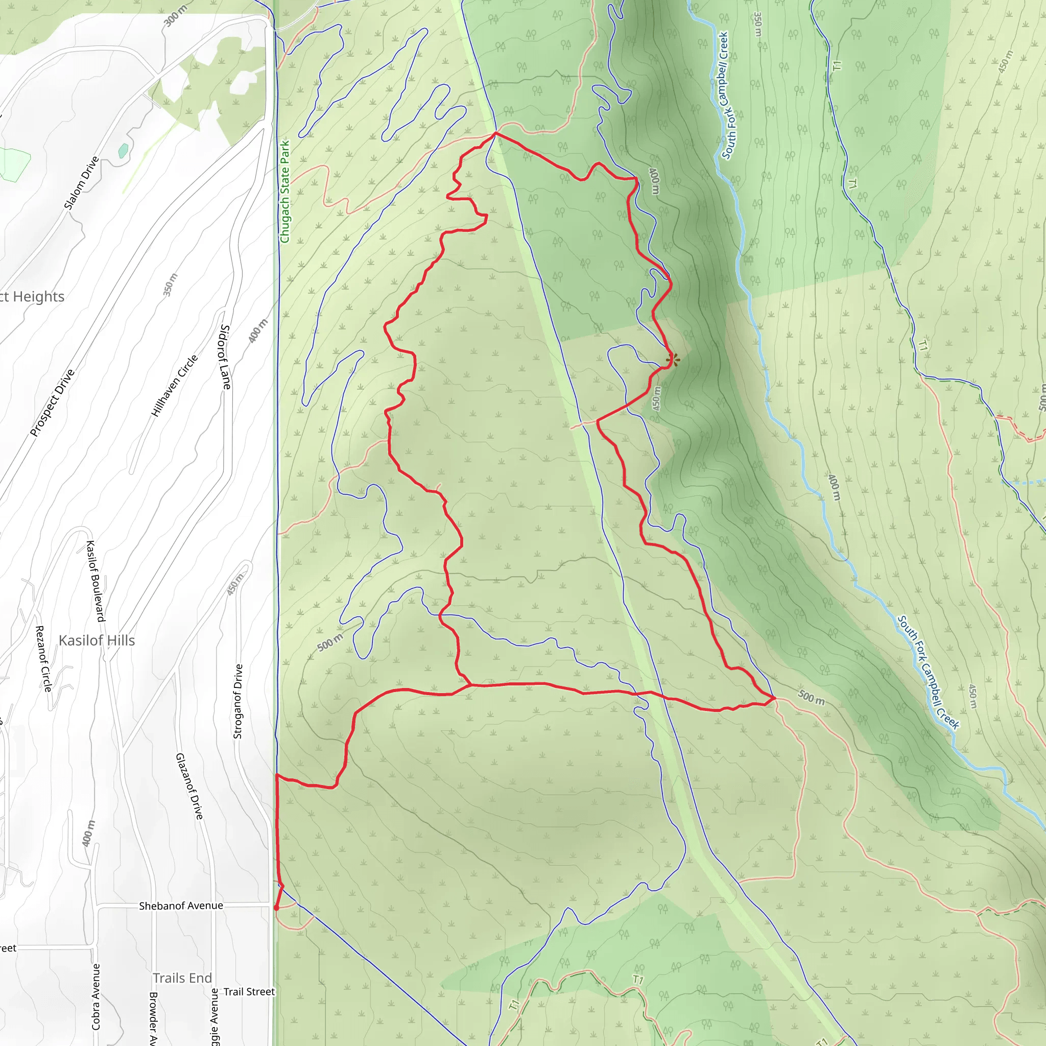 Denali View and Old South Fork Rim Loop Trail mobile static map