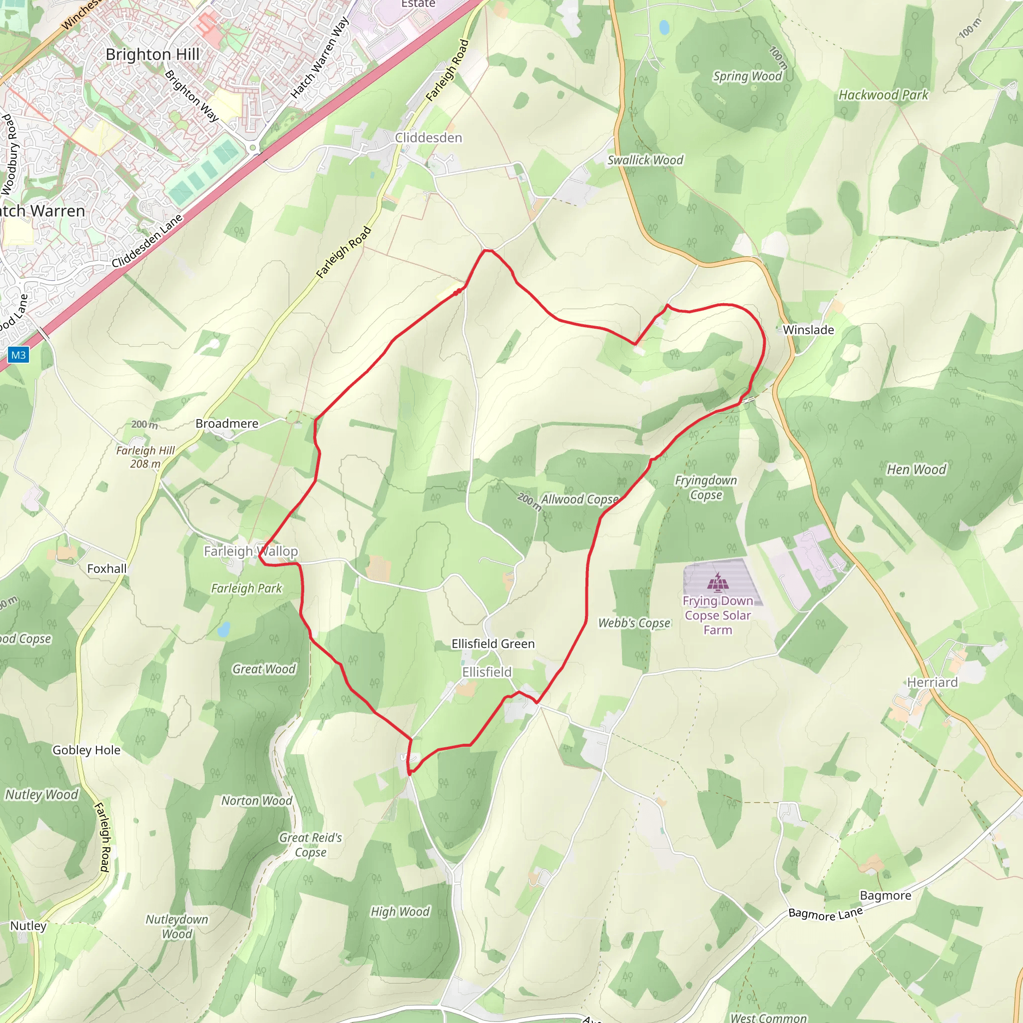 Ellisfield, Farleigh Wallop and Winslade Loop mobile static map