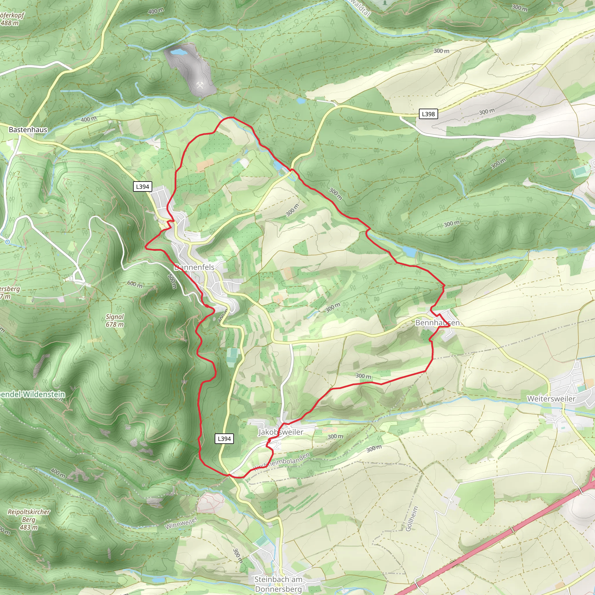 Angelweiher via Pfaelzerwald Weisser Punkt mobile static map