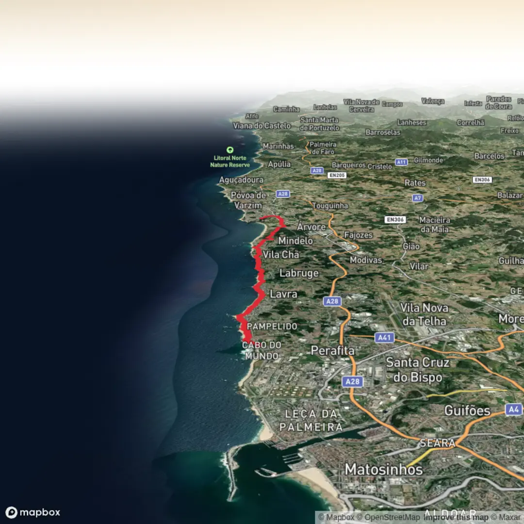 An image depicting the trail Portuguese 1 and its surrounding area.
