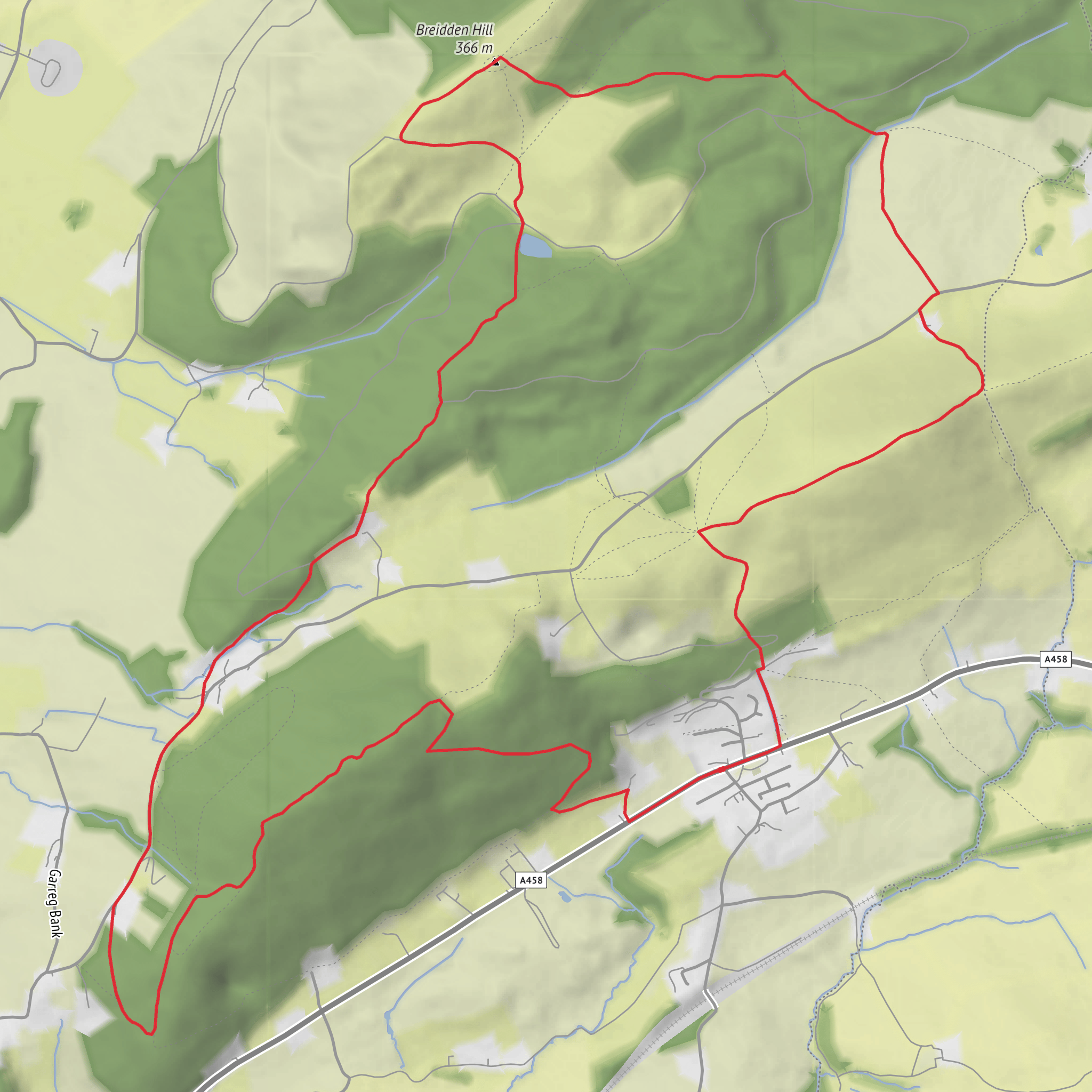 Moel y Golfa, Rodney's pillar, Brimford Wood and Middletown Hill Loop mobile static map