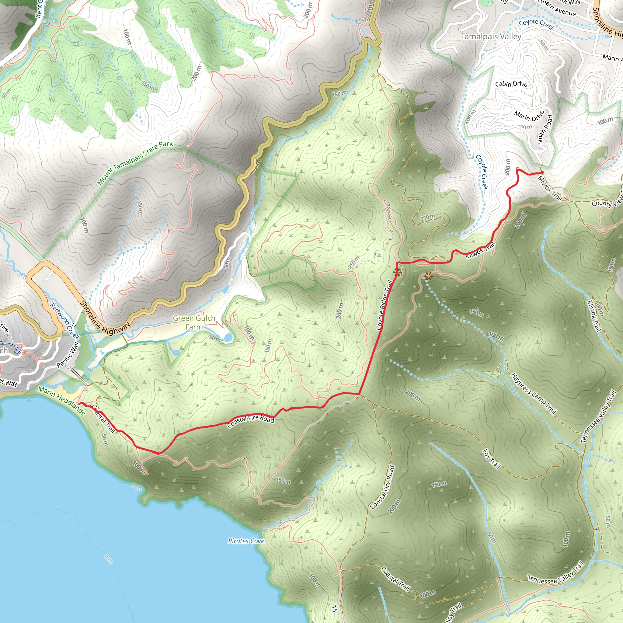 Muir Beach via Miwok Trail mobile static map