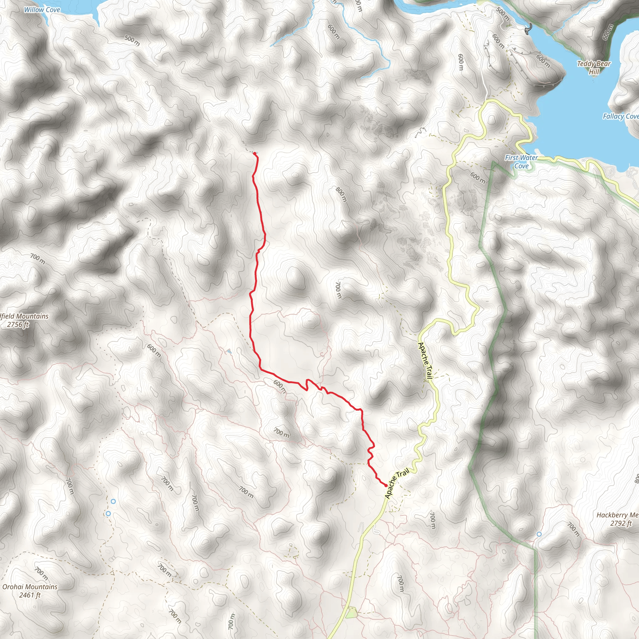 Bagley Tank via Forest Road 12 - Willow Spring mobile static map