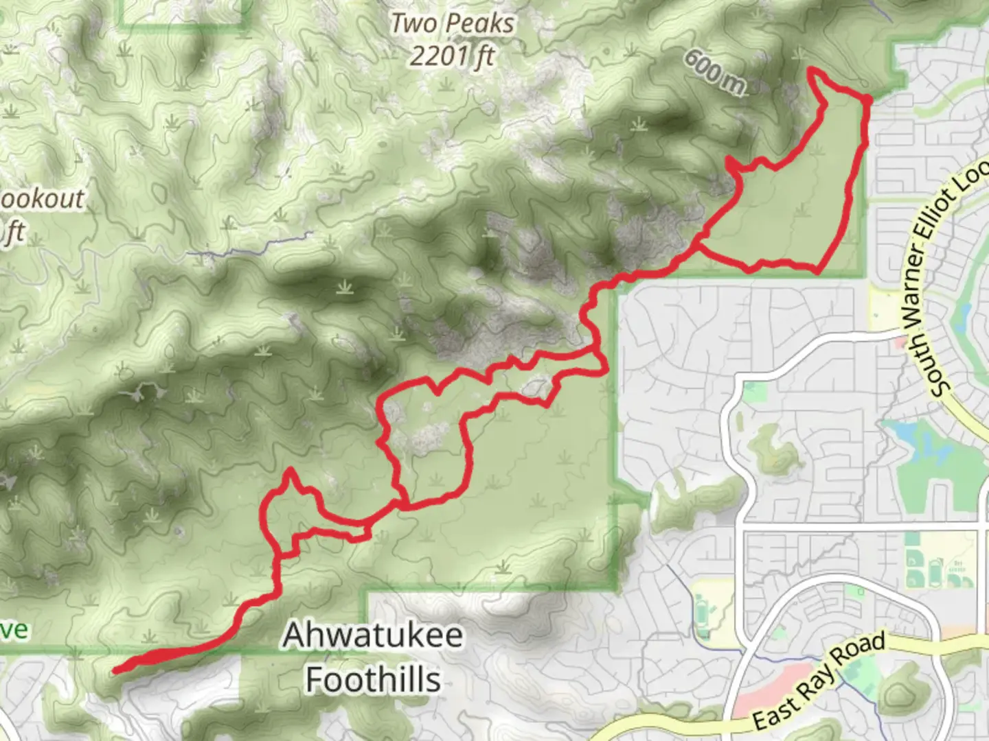 An image depicting the trail Desert Classic and Bronco Flats Loop and its surrounding area.