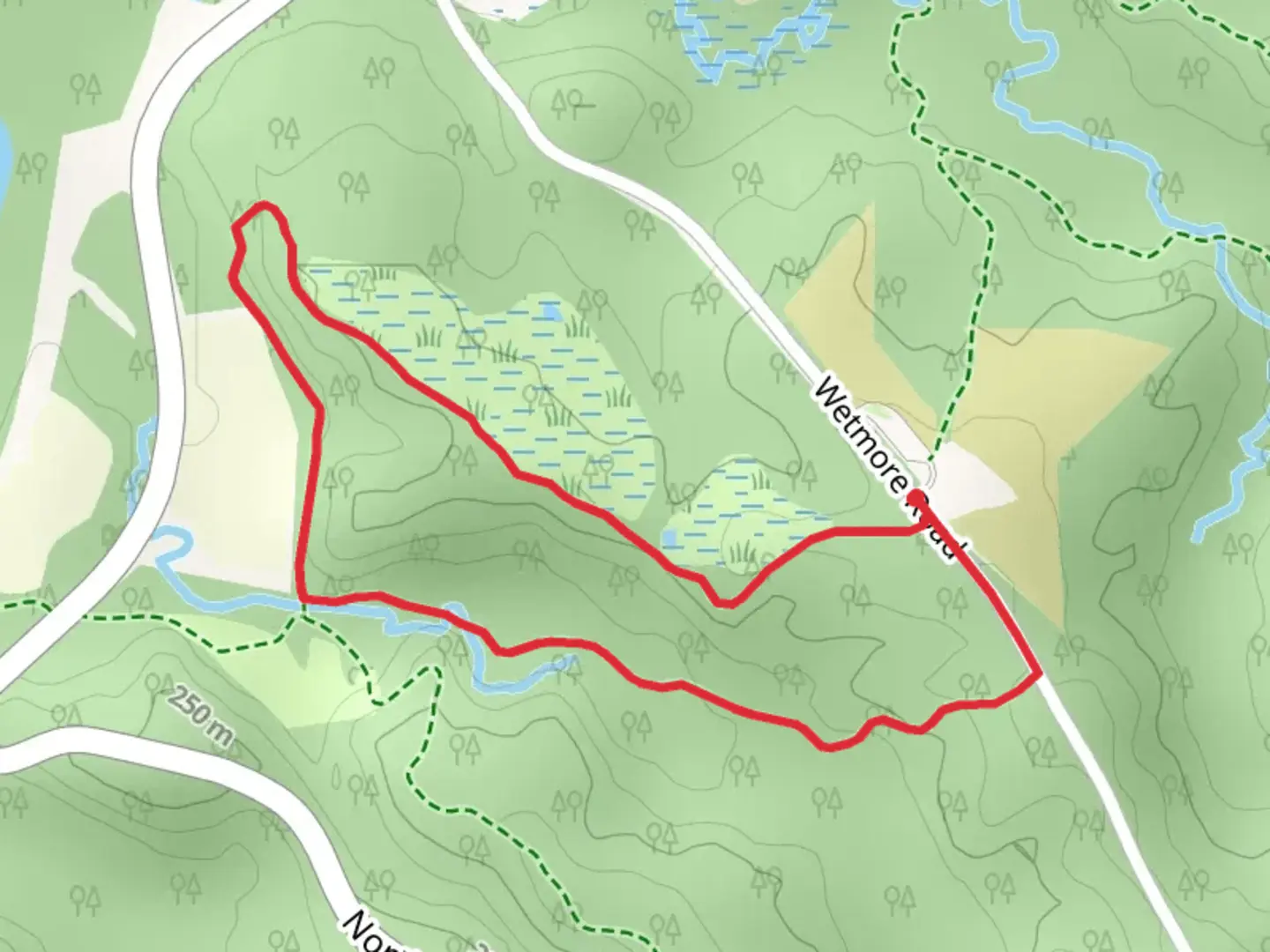 An image depicting the trail Langes Run and Butler's Loop Trail and its surrounding area.