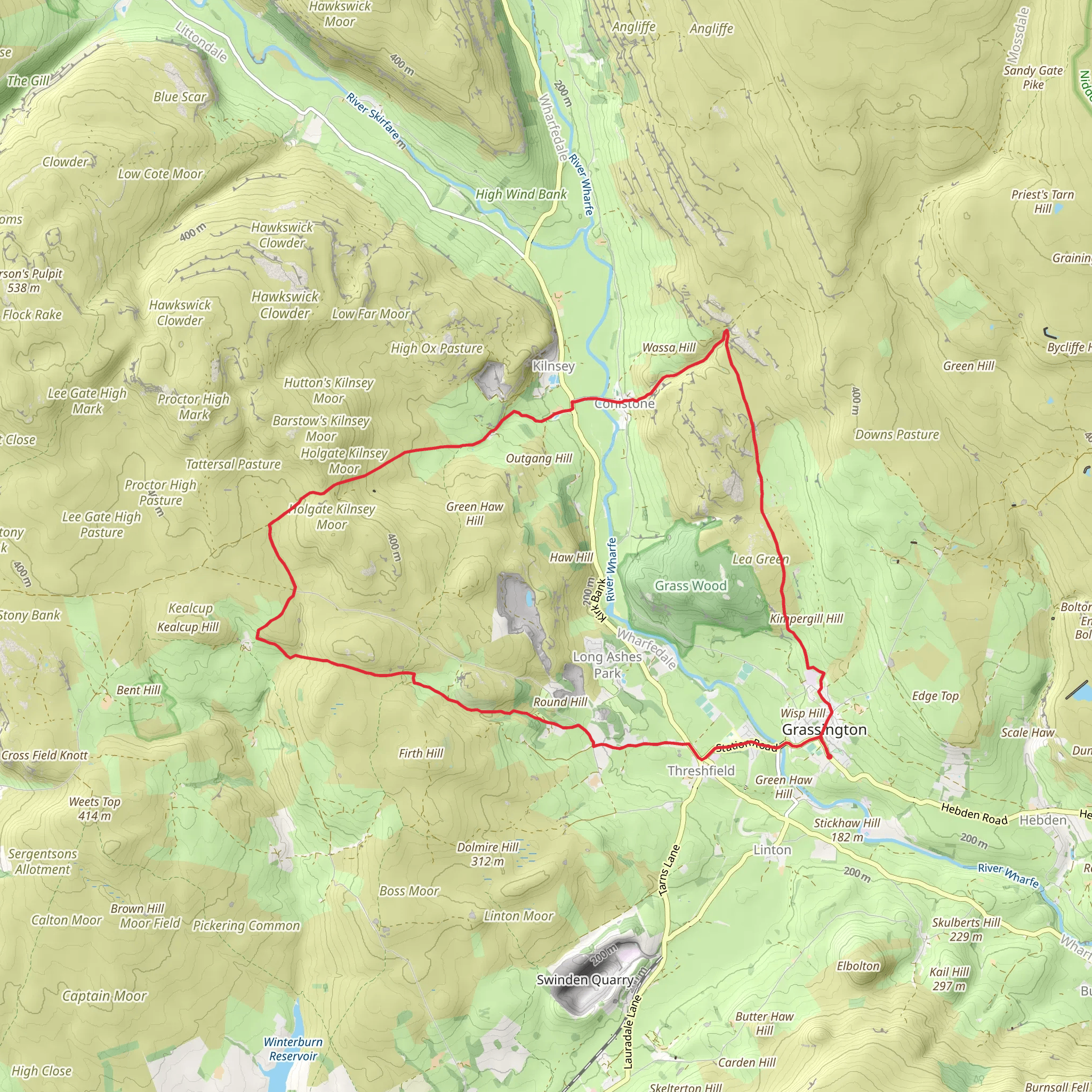 Grassington - Mastilles Lane and Conistone Dib mobile static map