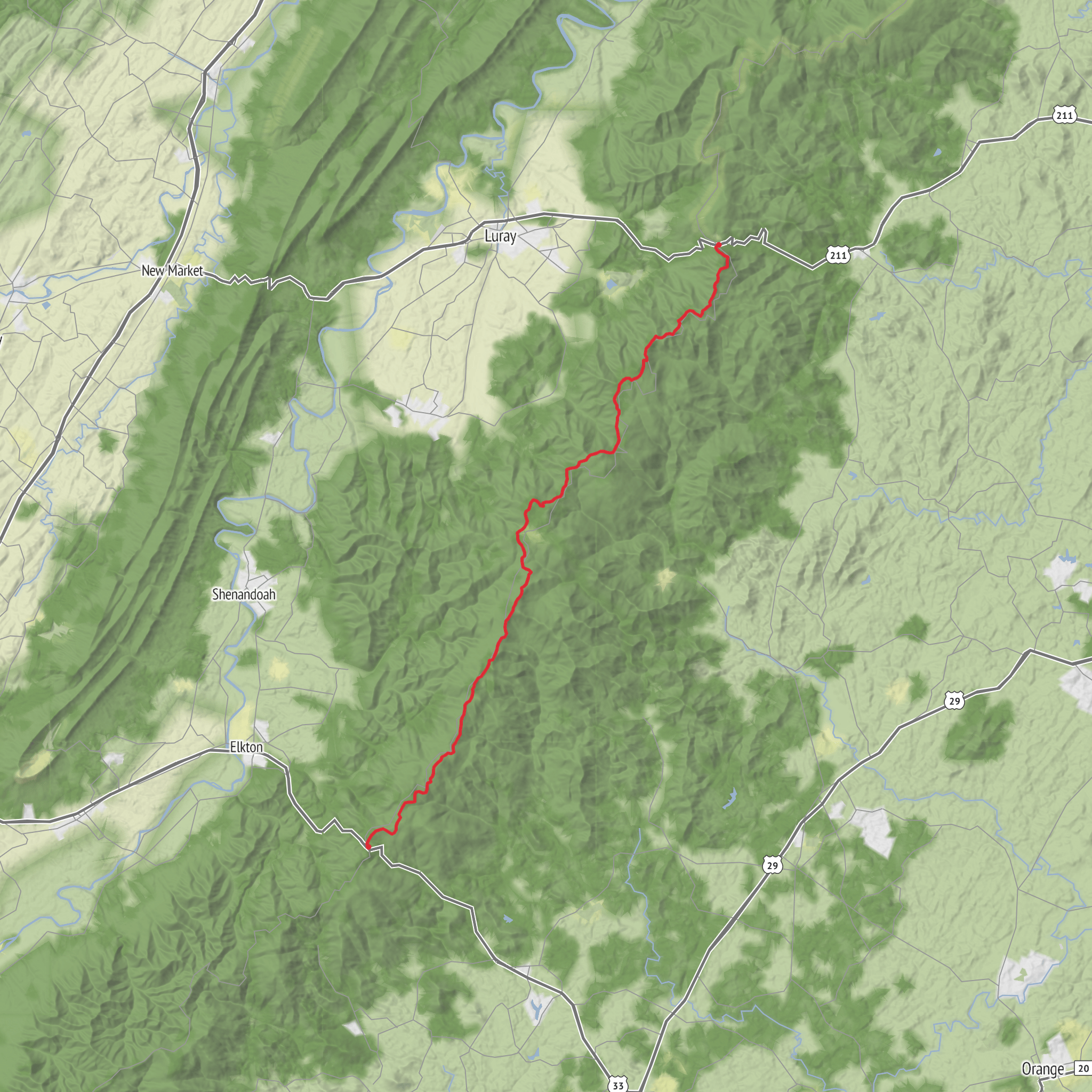 Hike in Shenandoah National Park via the Appalachian Trail mobile static map