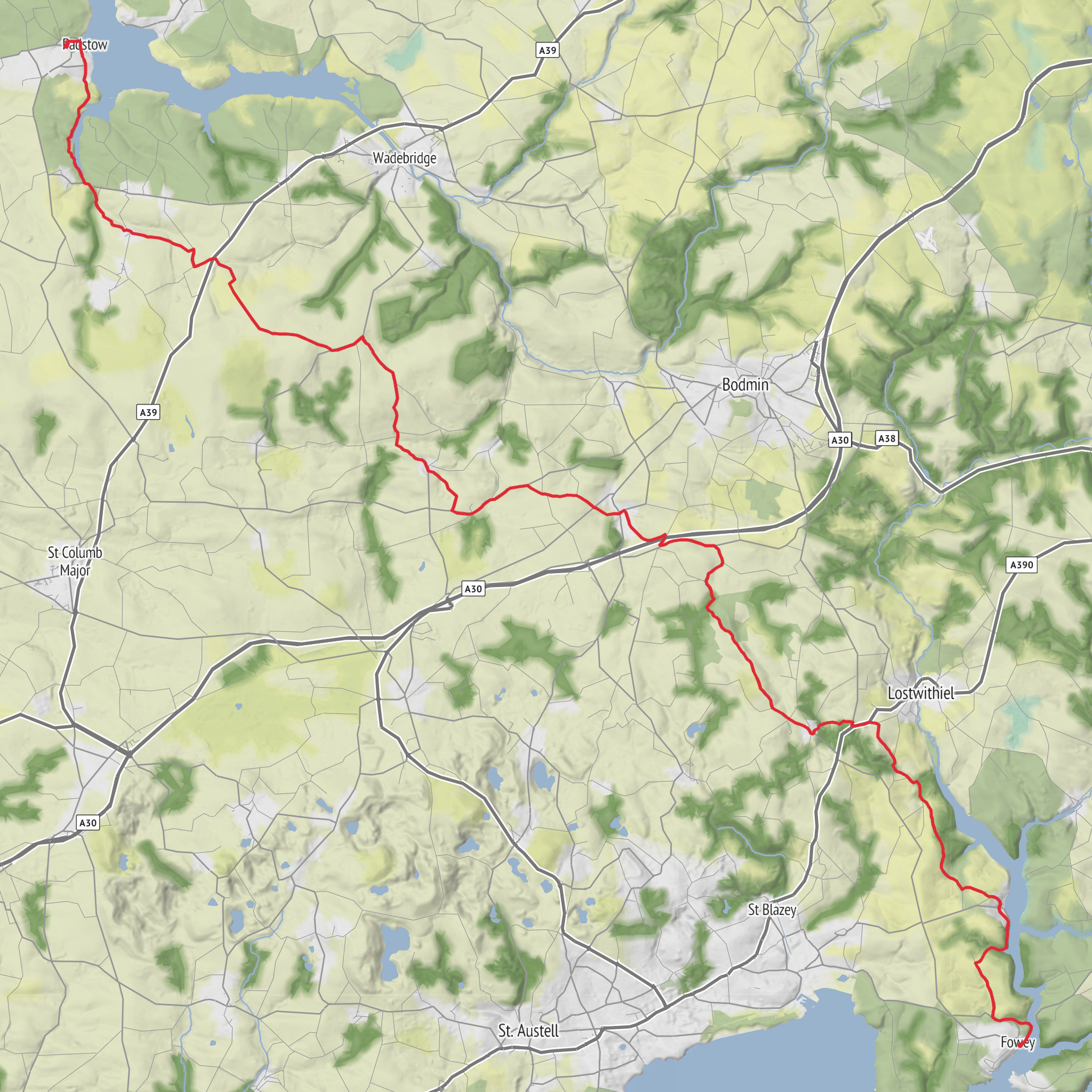 The Columban Way - Cornwall mobile static map