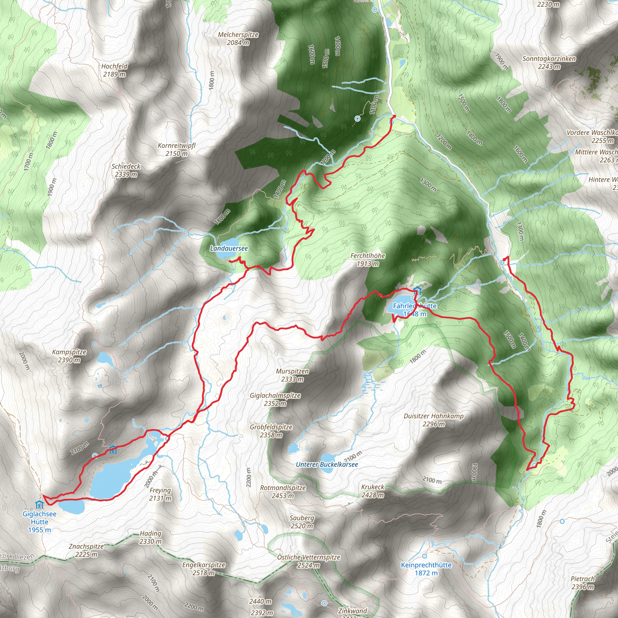 Obertal Valley - Duisitzkarsee and Giglachseen Lakes mobile static map