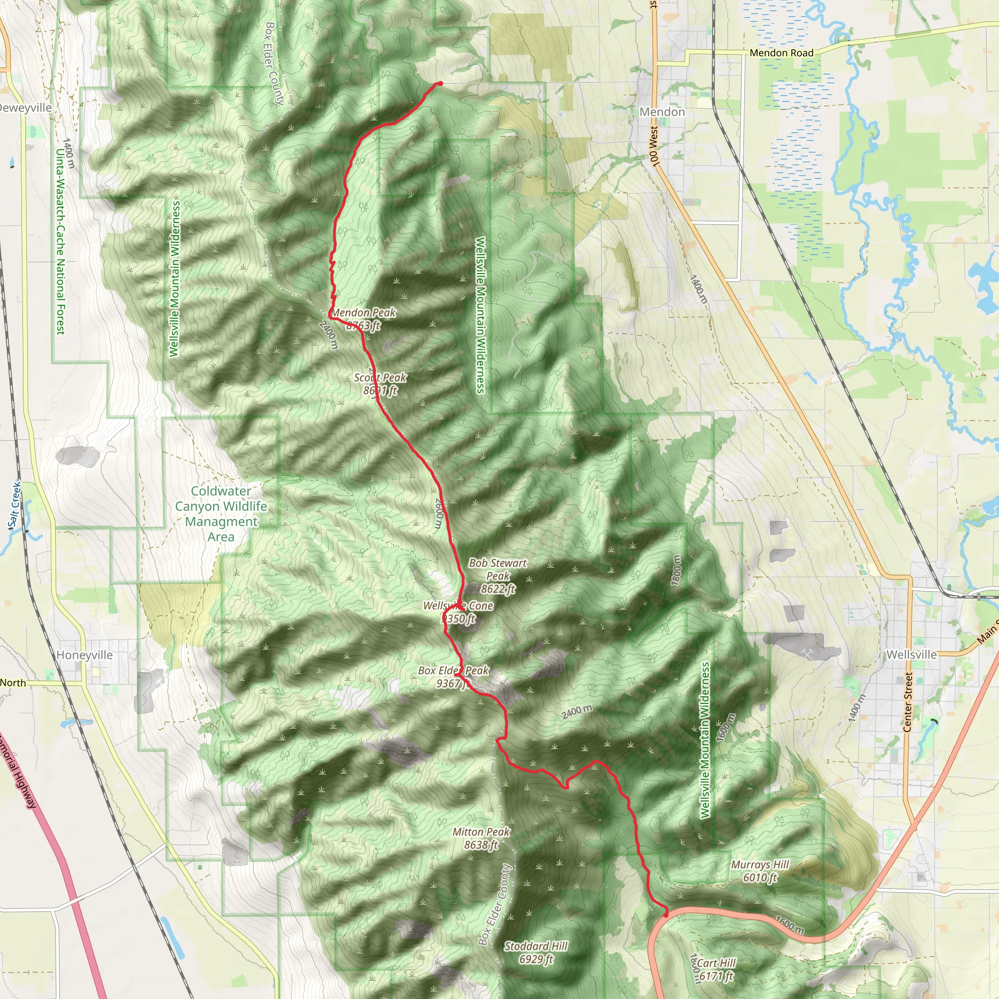 Deep Canyon, Stewart Pass and Rattlesnake Canyon Trail mobile static map