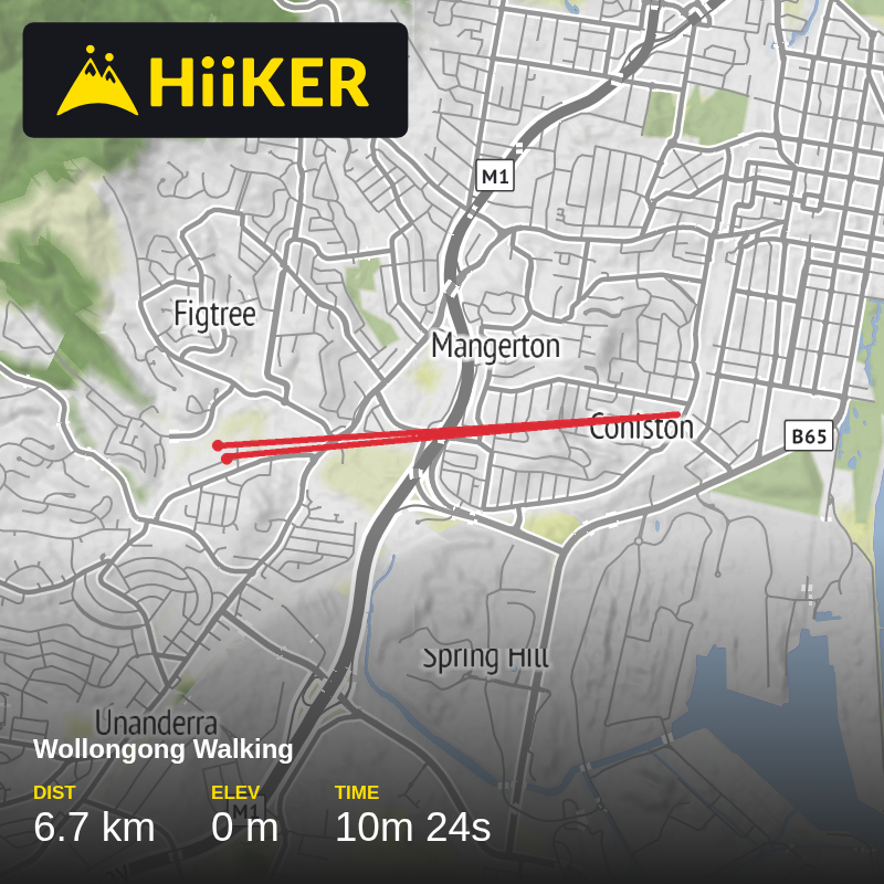 A map preview of the recording Wollongong Walking.