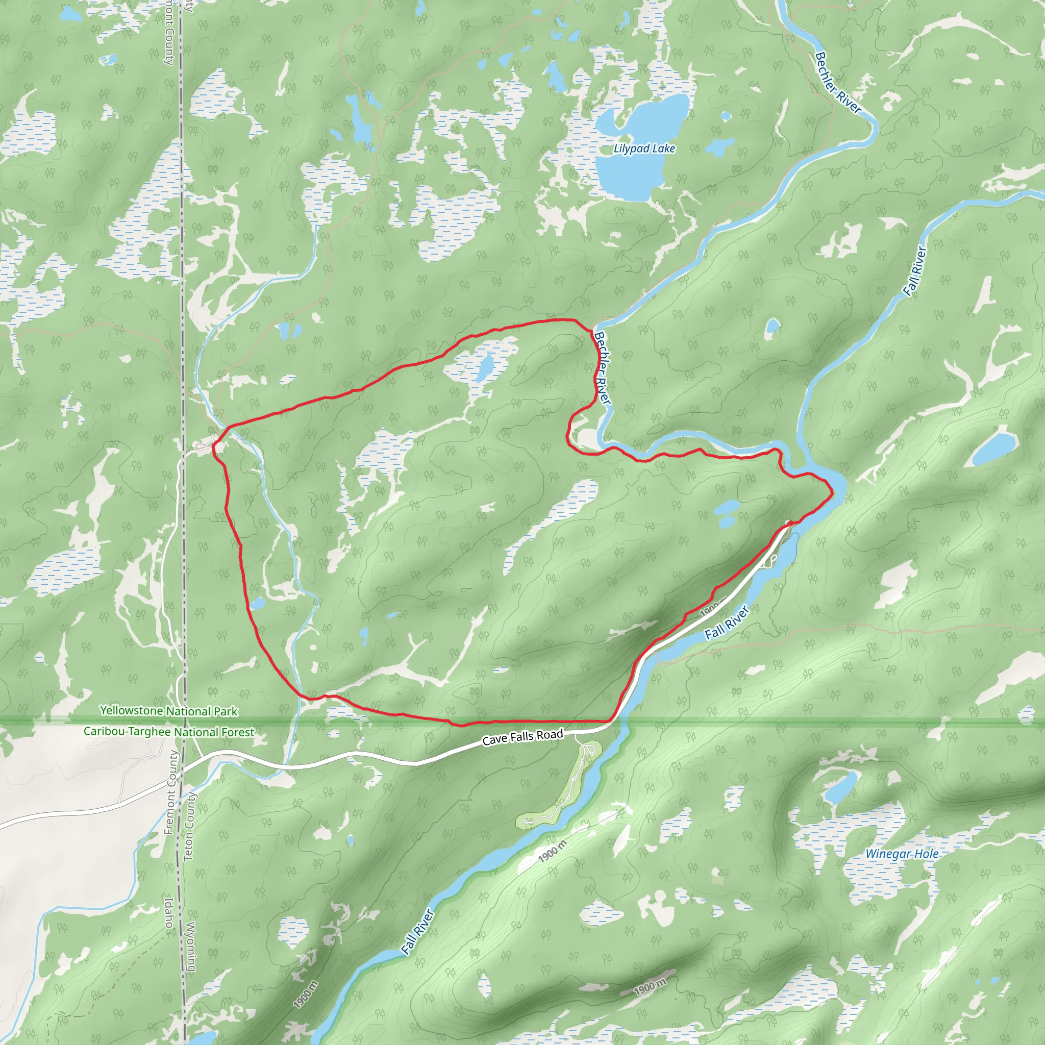 Bechler River - South Boundary Trail mobile static map