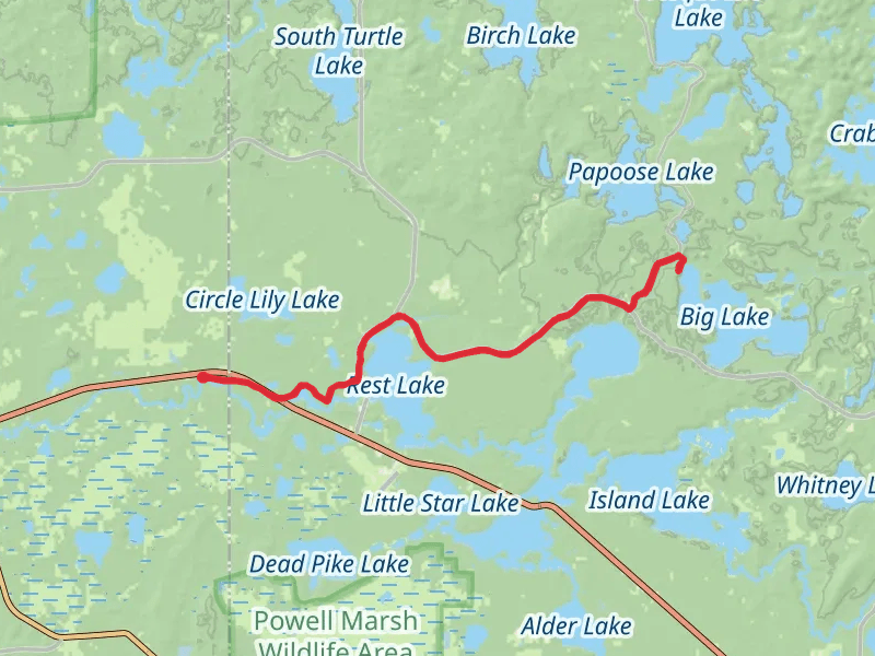 Big Lake via Heart of Vilas County Bike Trail