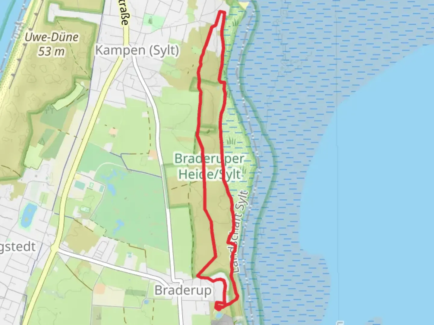An image depicting the trail Braderuper Heide and its surrounding area.