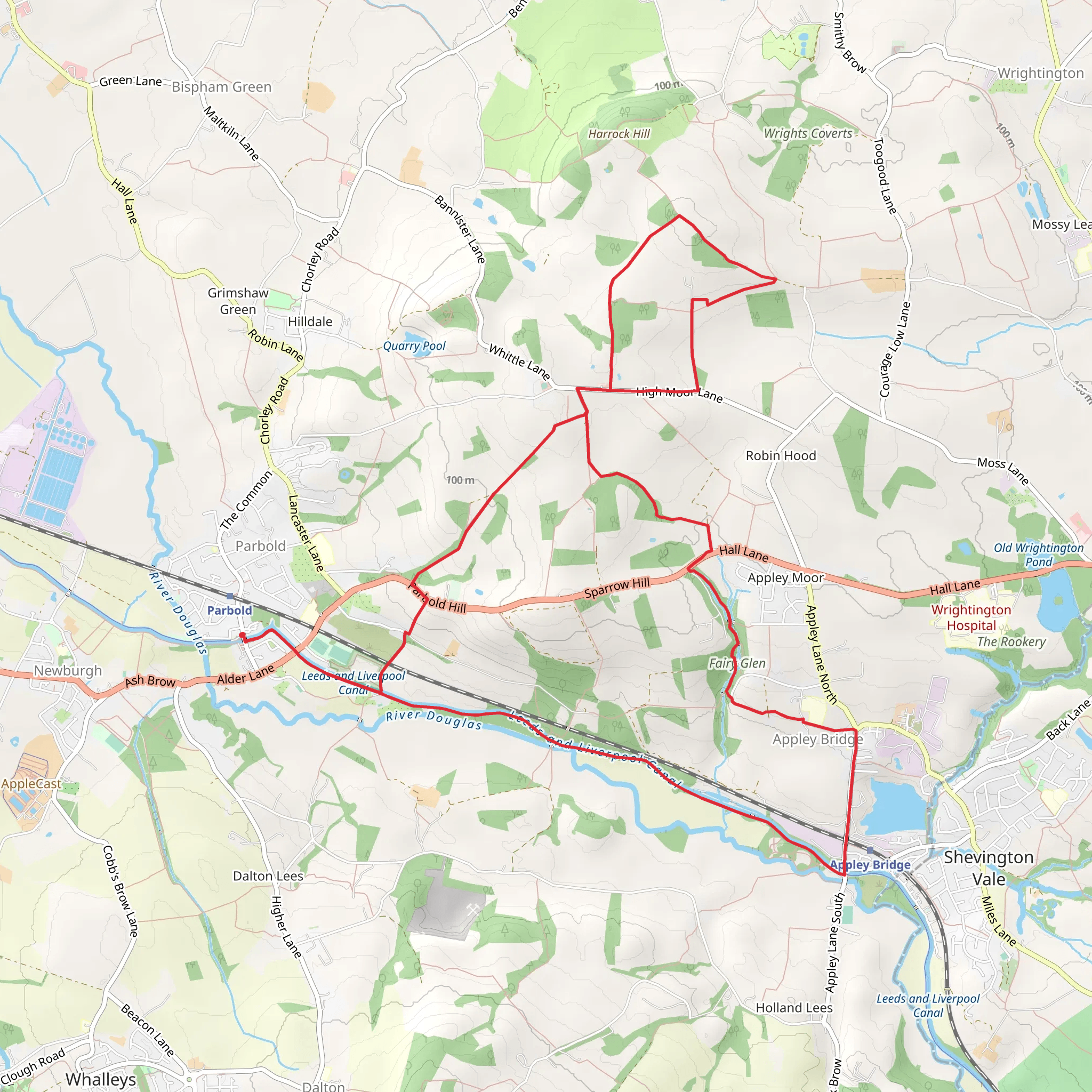 Parbold and Appley Bridge Loop mobile static map