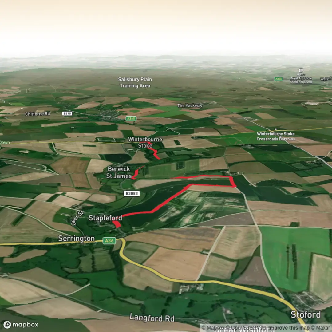 An image depicting the trail Recce Stapleford to Winterbourne Stoke and its surrounding area.