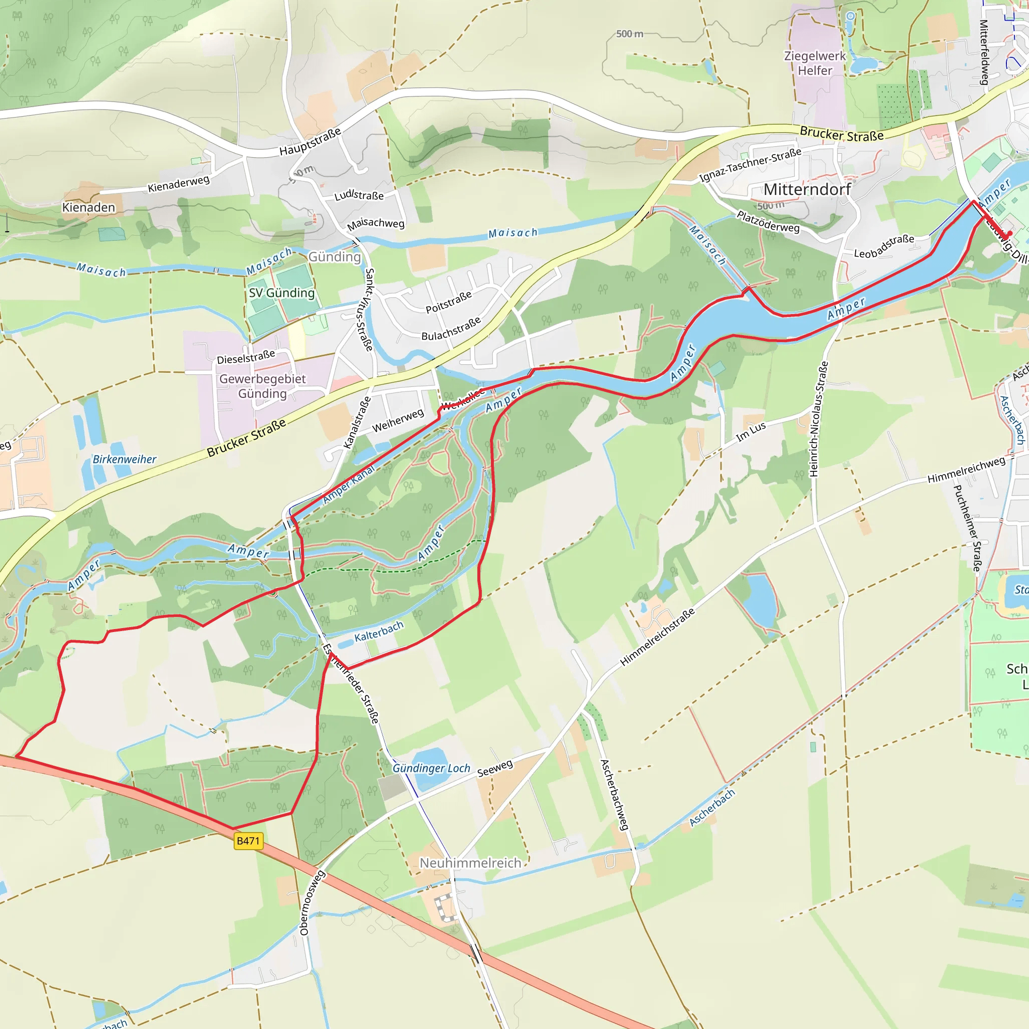 Amper Kanal Loop - Neuhimmelreich mobile static map