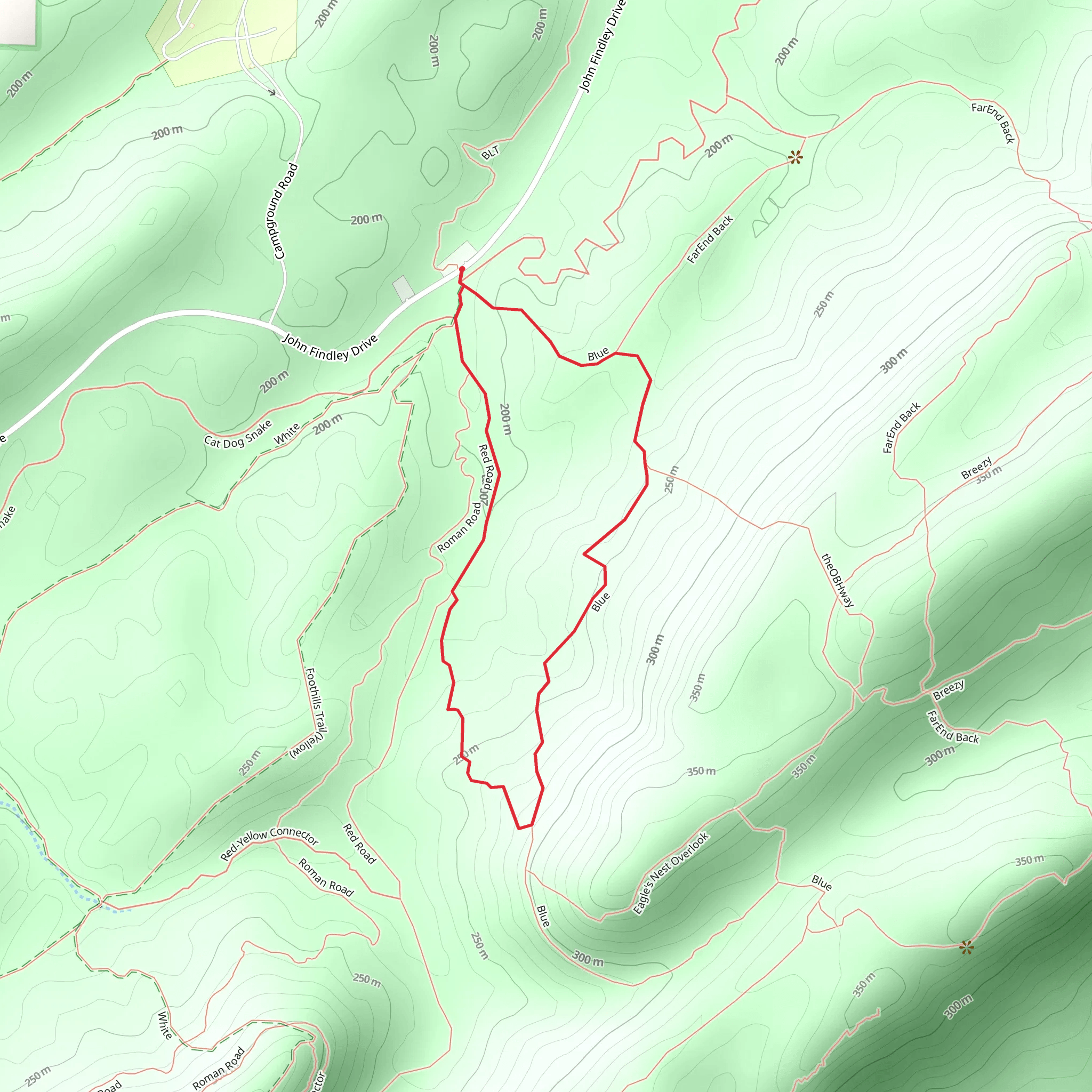 Blue and Red Road Loop from John Findley Drive mobile static map