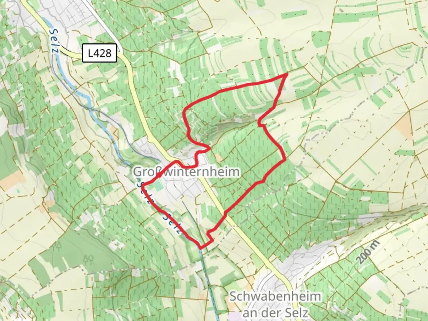 An image depicting the trail Ingelheim Panoramaweg and Hiwweltour Westerberg and its surrounding area.