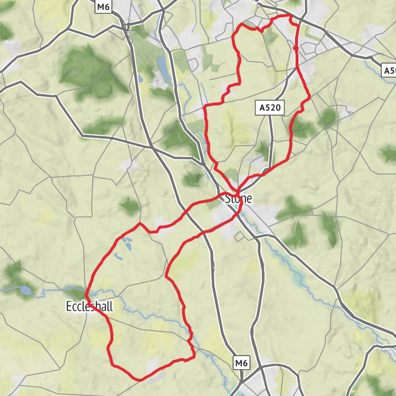 A map preview of the recording Stoke-on-Trent Cycling.