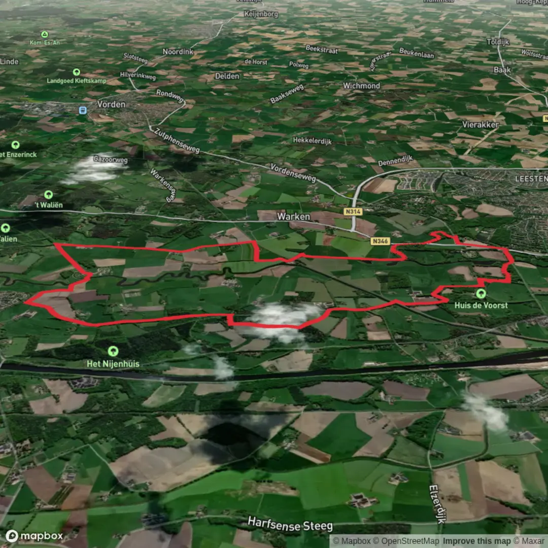 An image depicting the trail Rondje Walien and Berkel Route and its surrounding area.
