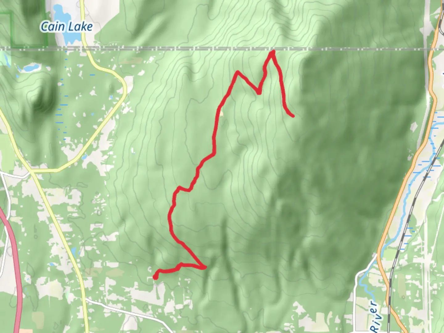 An image depicting the trail Alger Hill Road and Pacific Northwest Trail and its surrounding area.