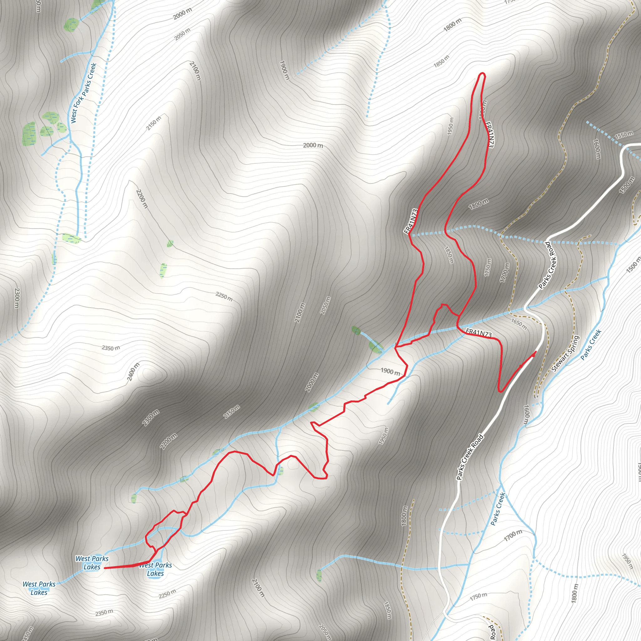 West Parks Lakes Out and Back mobile static map