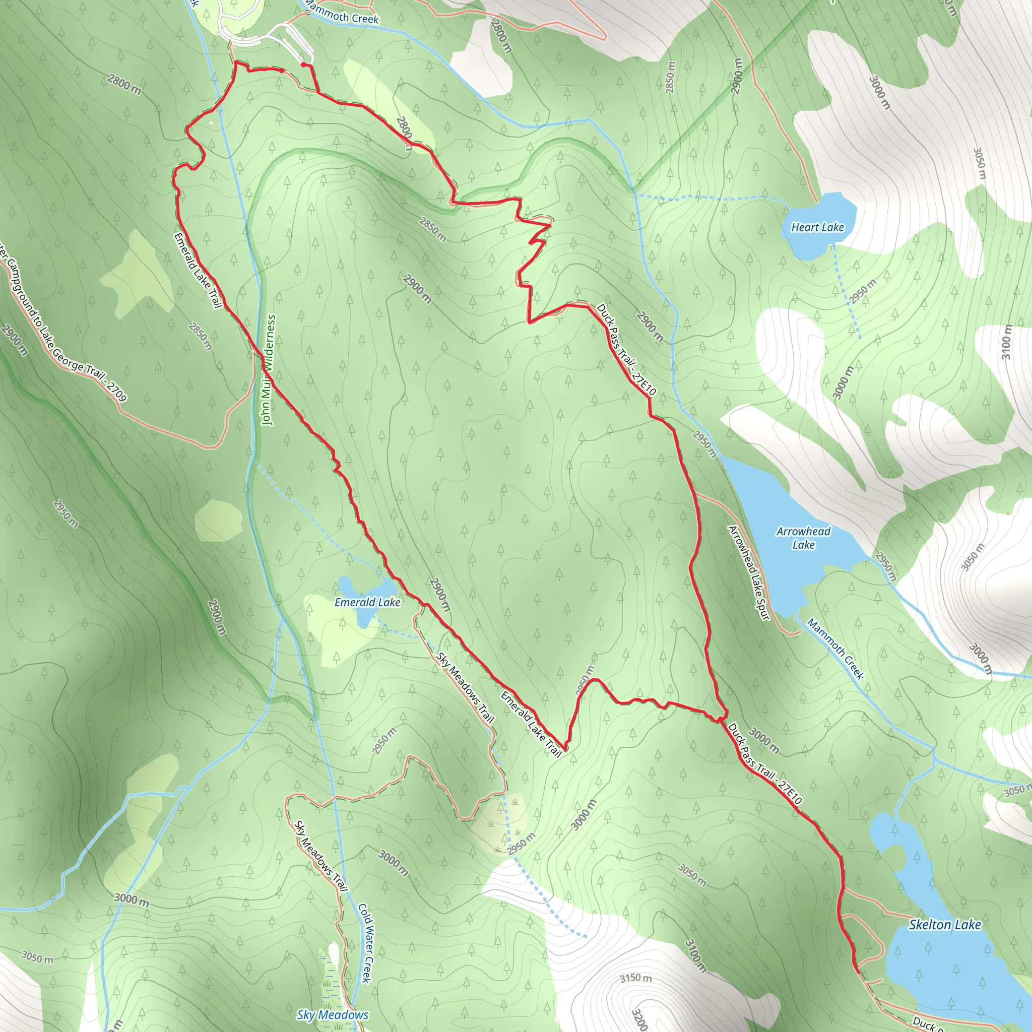 Duck Pass Trail and Emerald Lake Loop Trail mobile static map