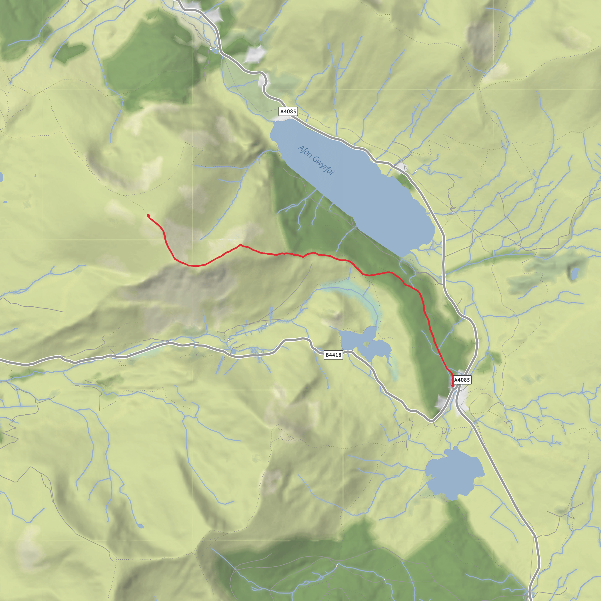 Rhyd-Ddu i Fynydd Fawr mobile static map