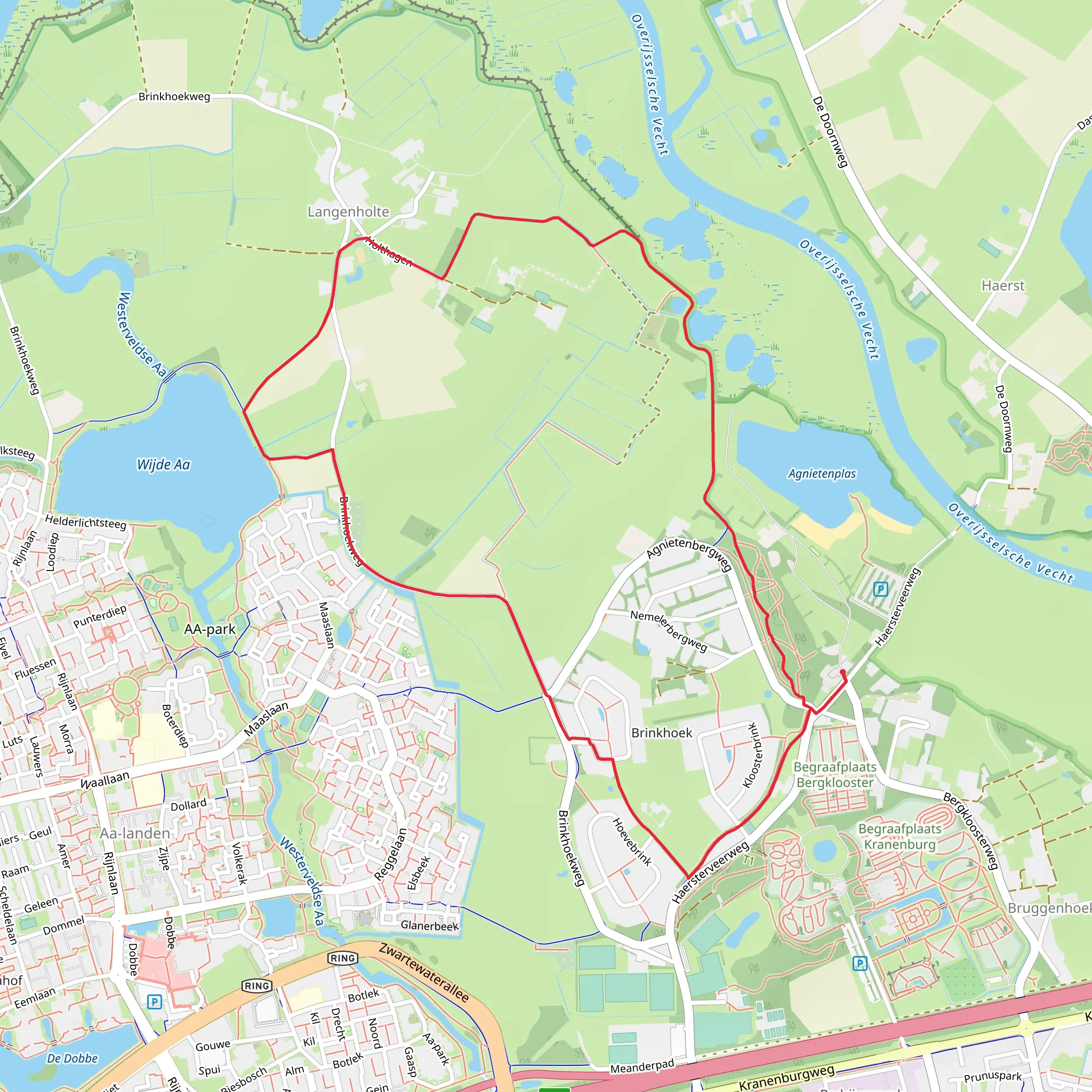 Wijde Aa via Brinkhoek Weg and Rondje Zwolle mobile static map