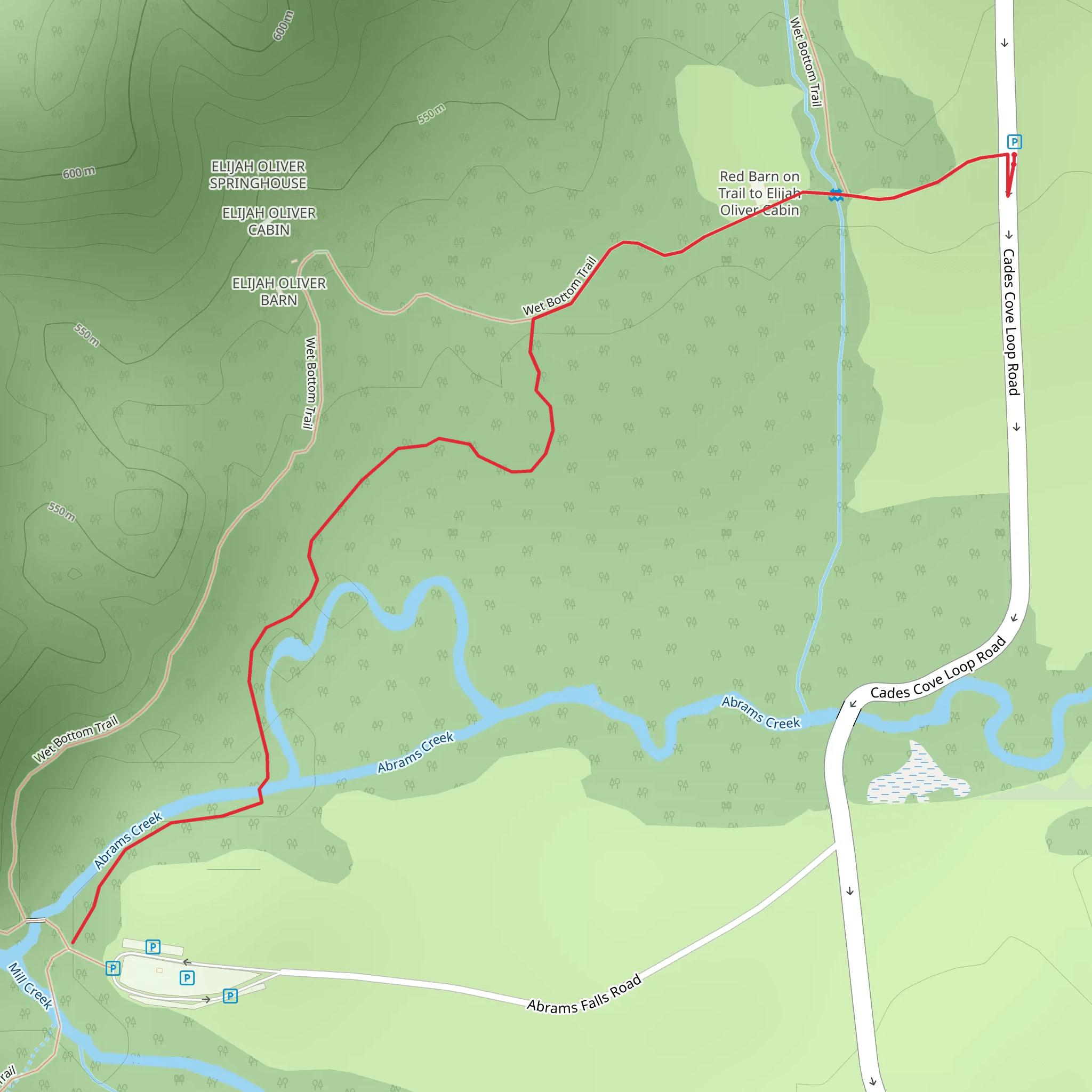 Abrams Creek via Wet Bottom Trail mobile static map