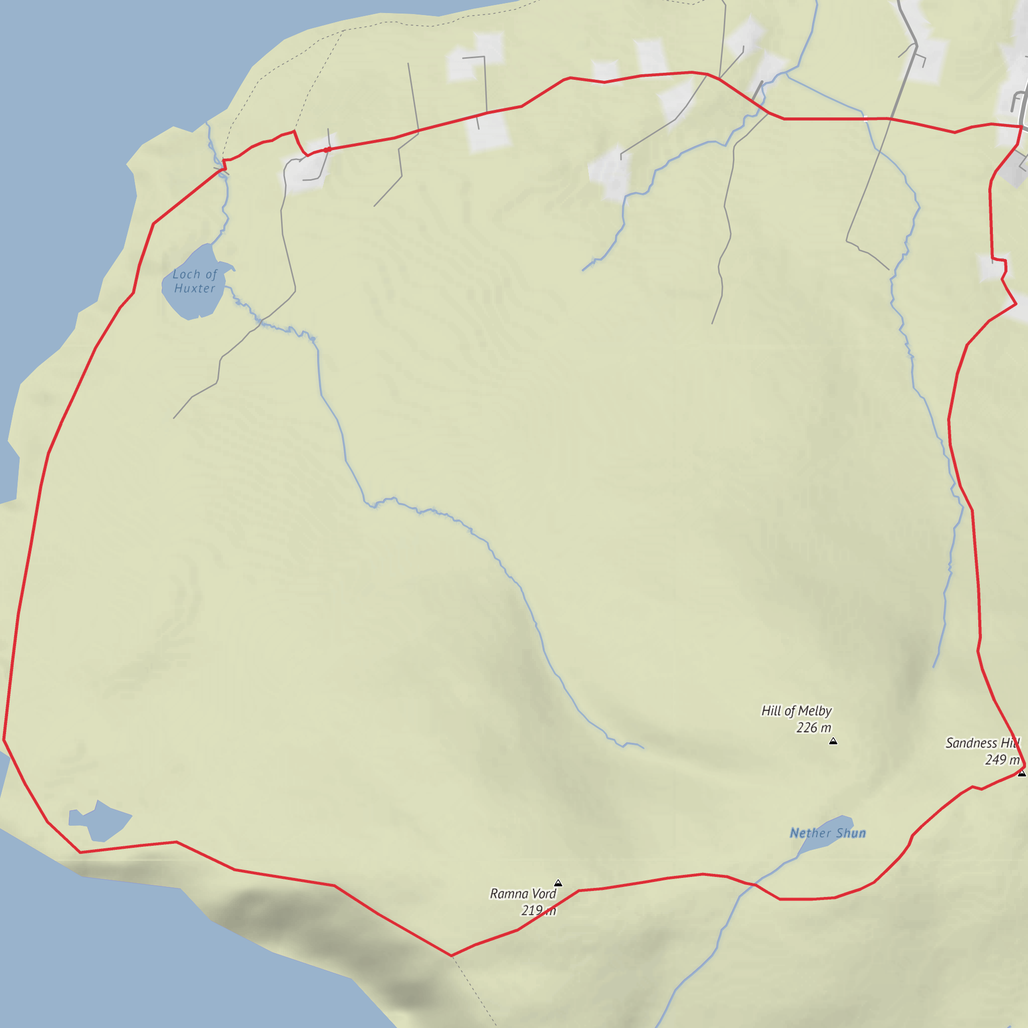 Ramna Vord, Sandness Hill and Hill of Melby Loop mobile static map