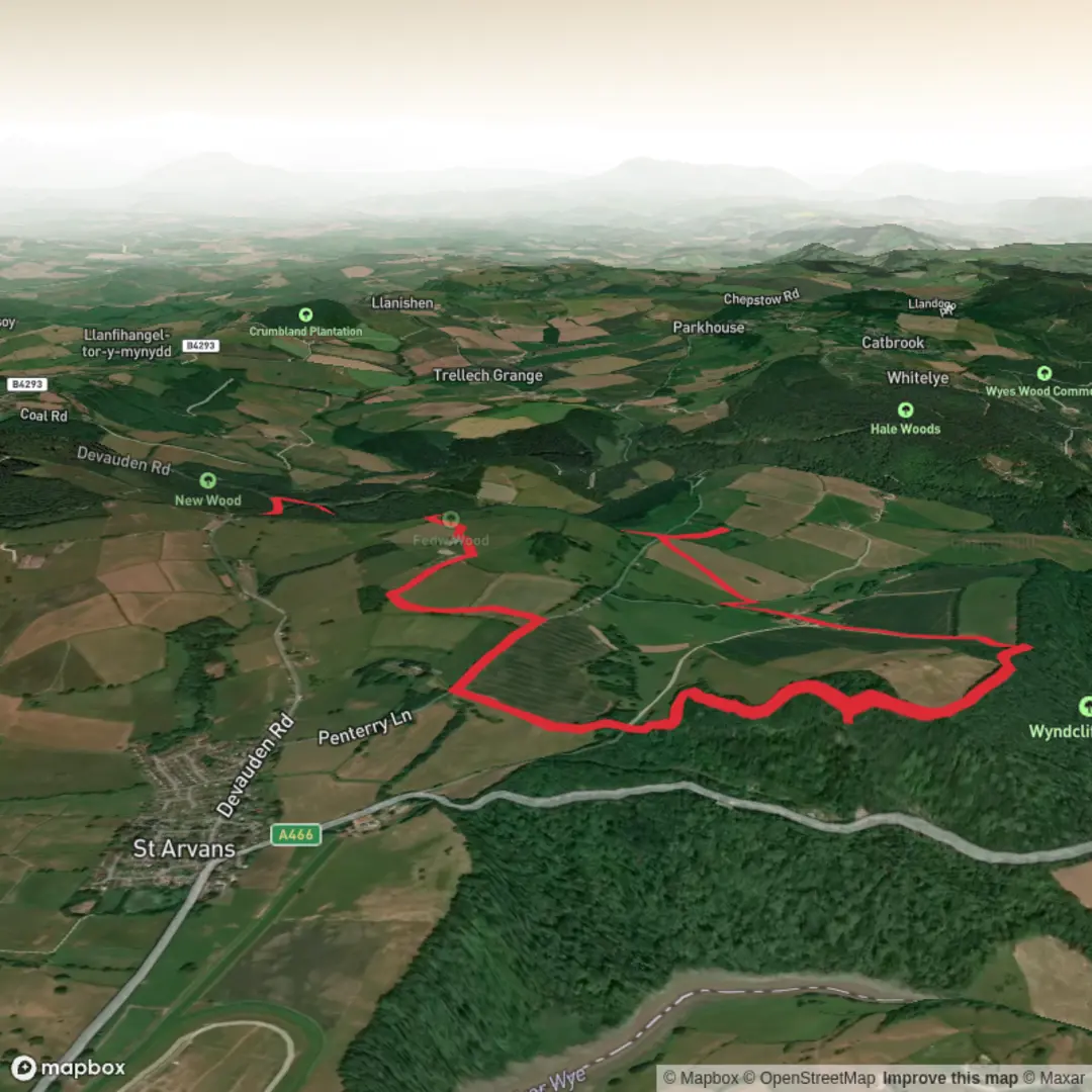 An image depicting the trail Wye Valley Loop and its surrounding area.